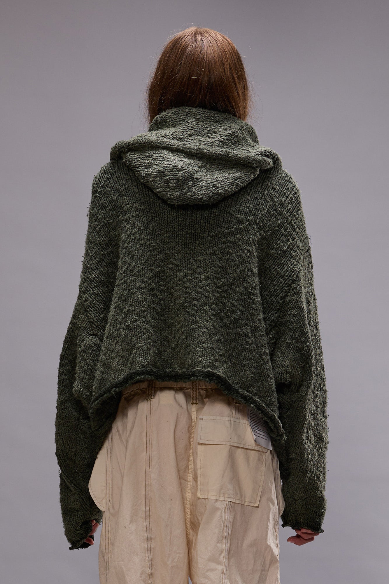 HOODED PARKA CARDIGAN - WASHED OLIVE - R13