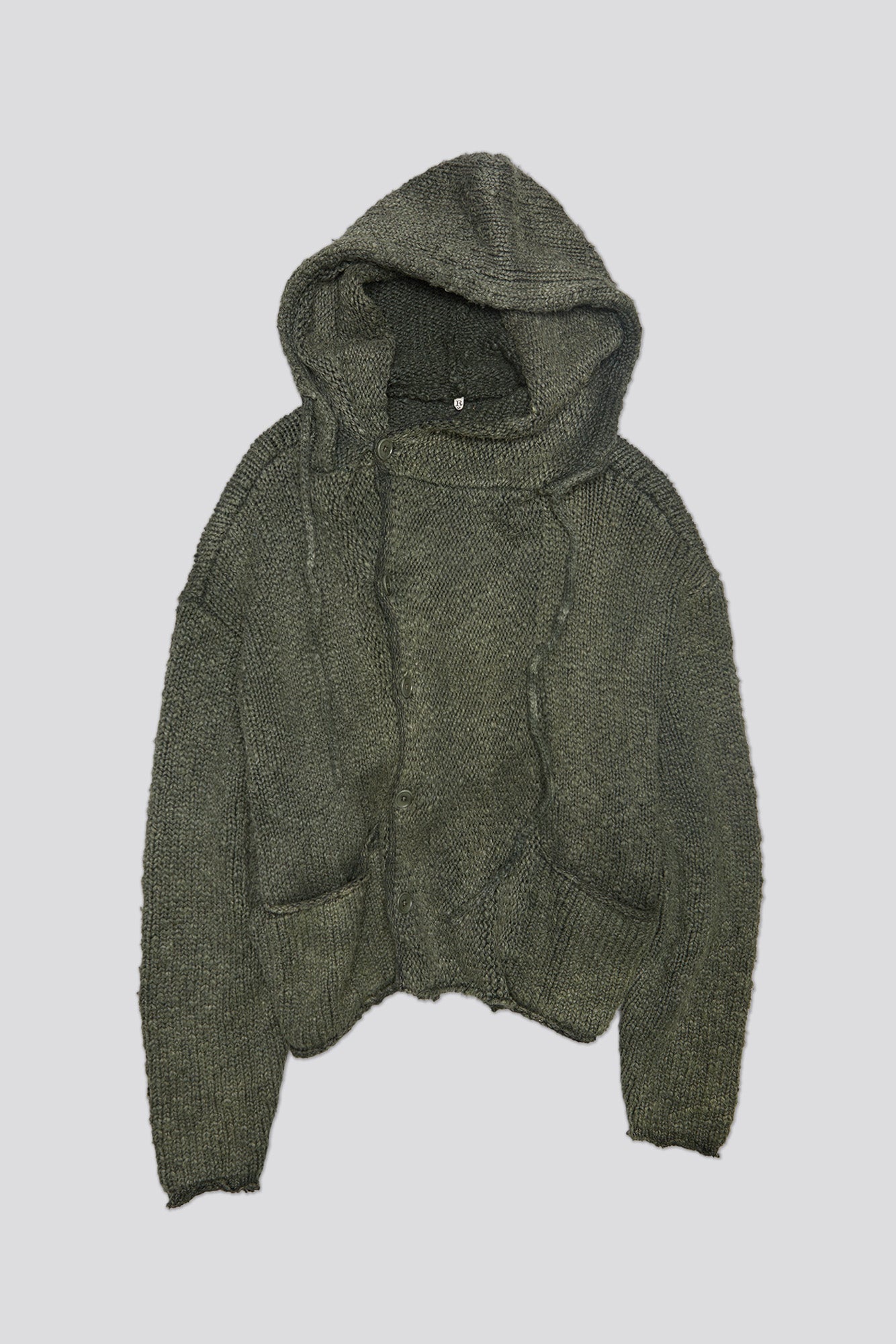 HOODED PARKA CARDIGAN - WASHED OLIVE - R13