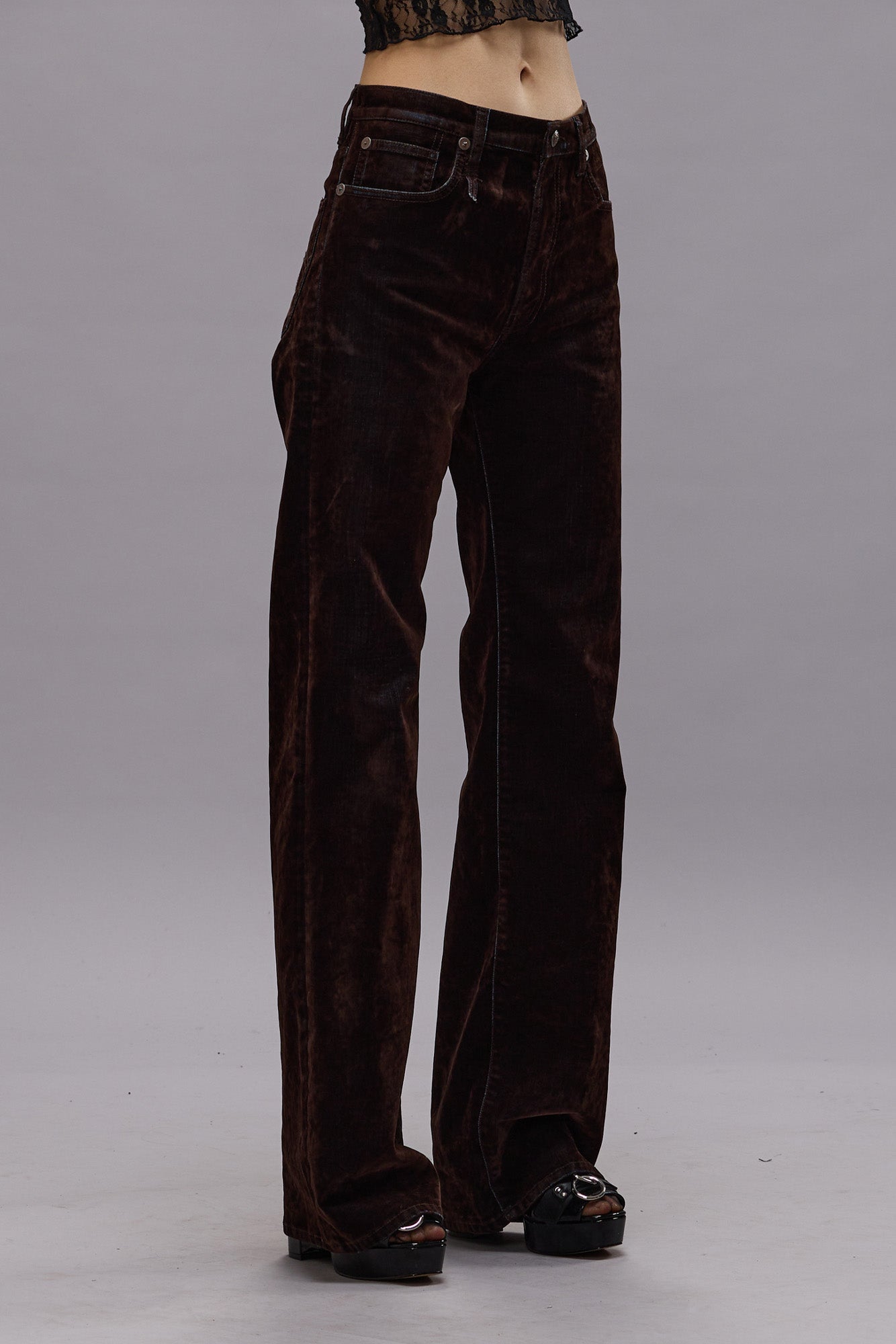 JANE JEAN - FLOCKED BROWN - R13