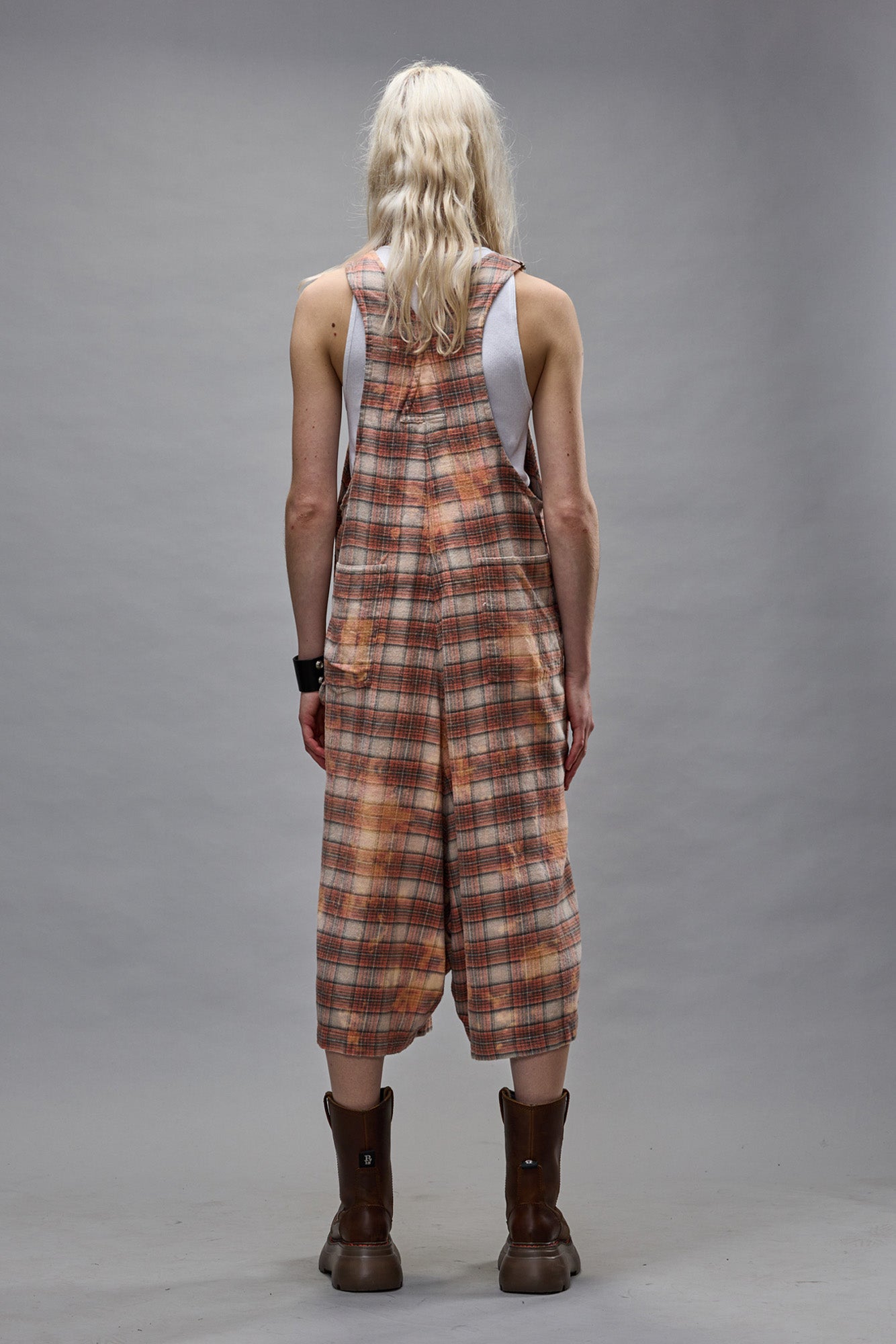 JUMBO OVERALL - BLEACHED ORANGE PLAID - R13