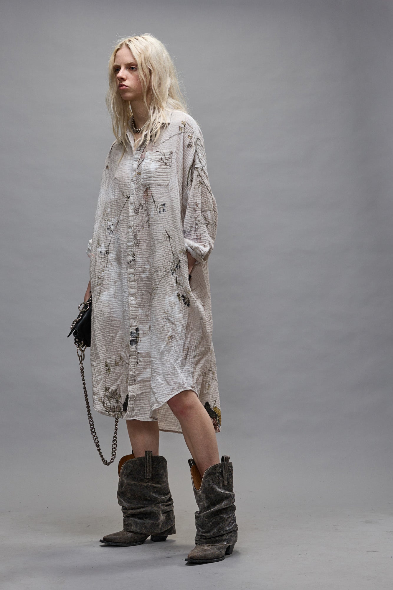 JUMBO SHIRTDRESS - BLEACHED CREAM FLORAL - R13