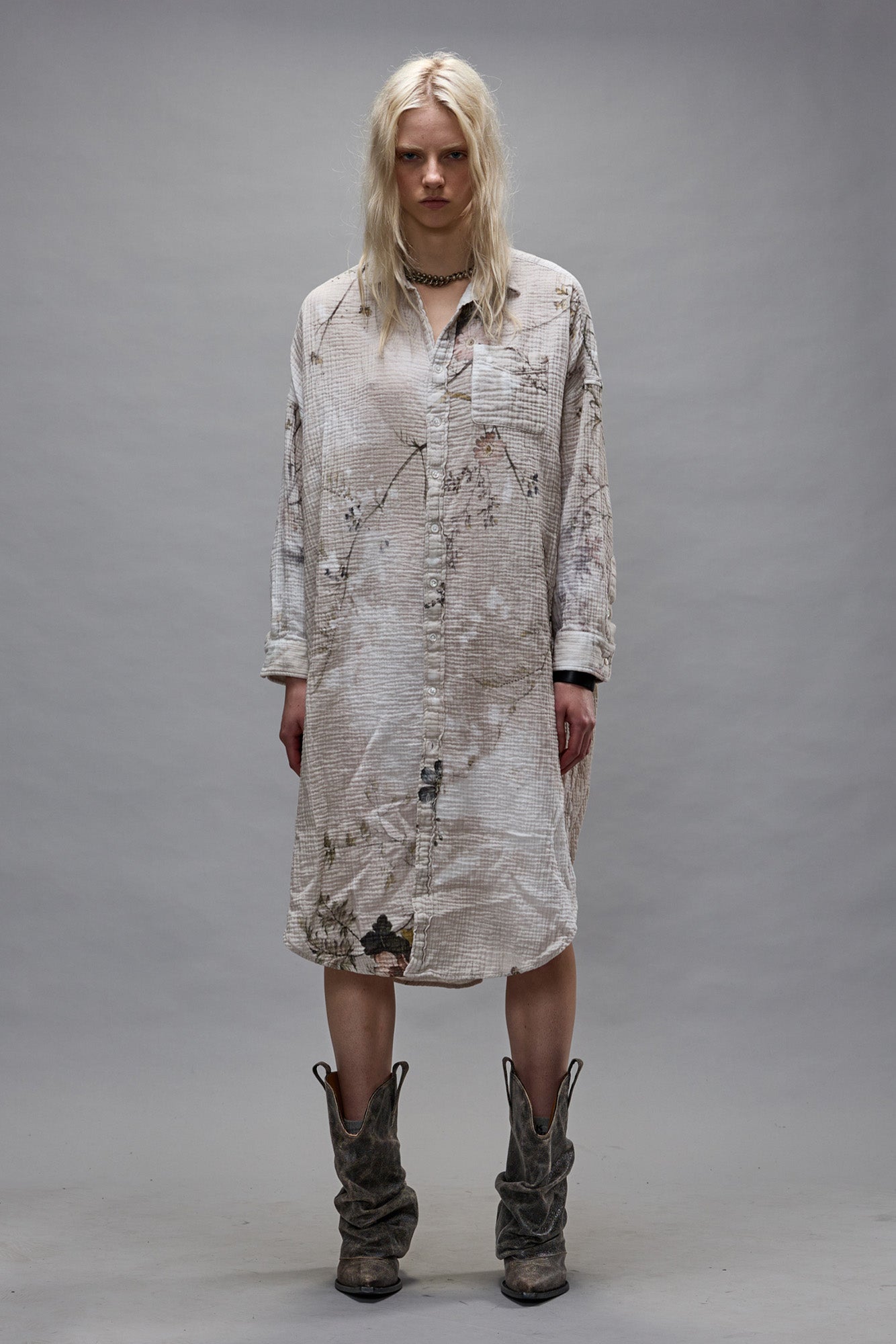 JUMBO SHIRTDRESS - BLEACHED CREAM FLORAL - R13