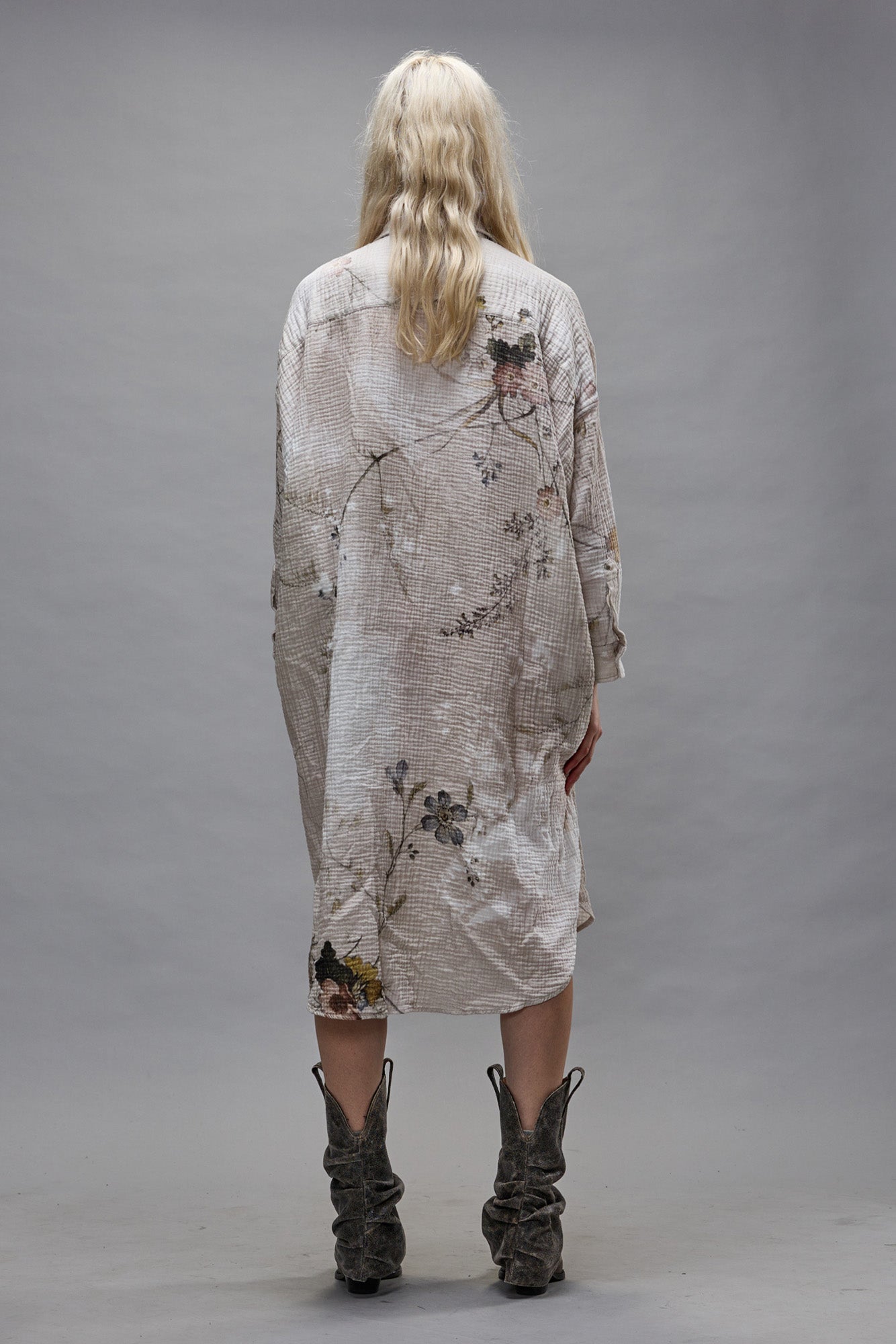 JUMBO SHIRTDRESS - BLEACHED CREAM FLORAL - R13