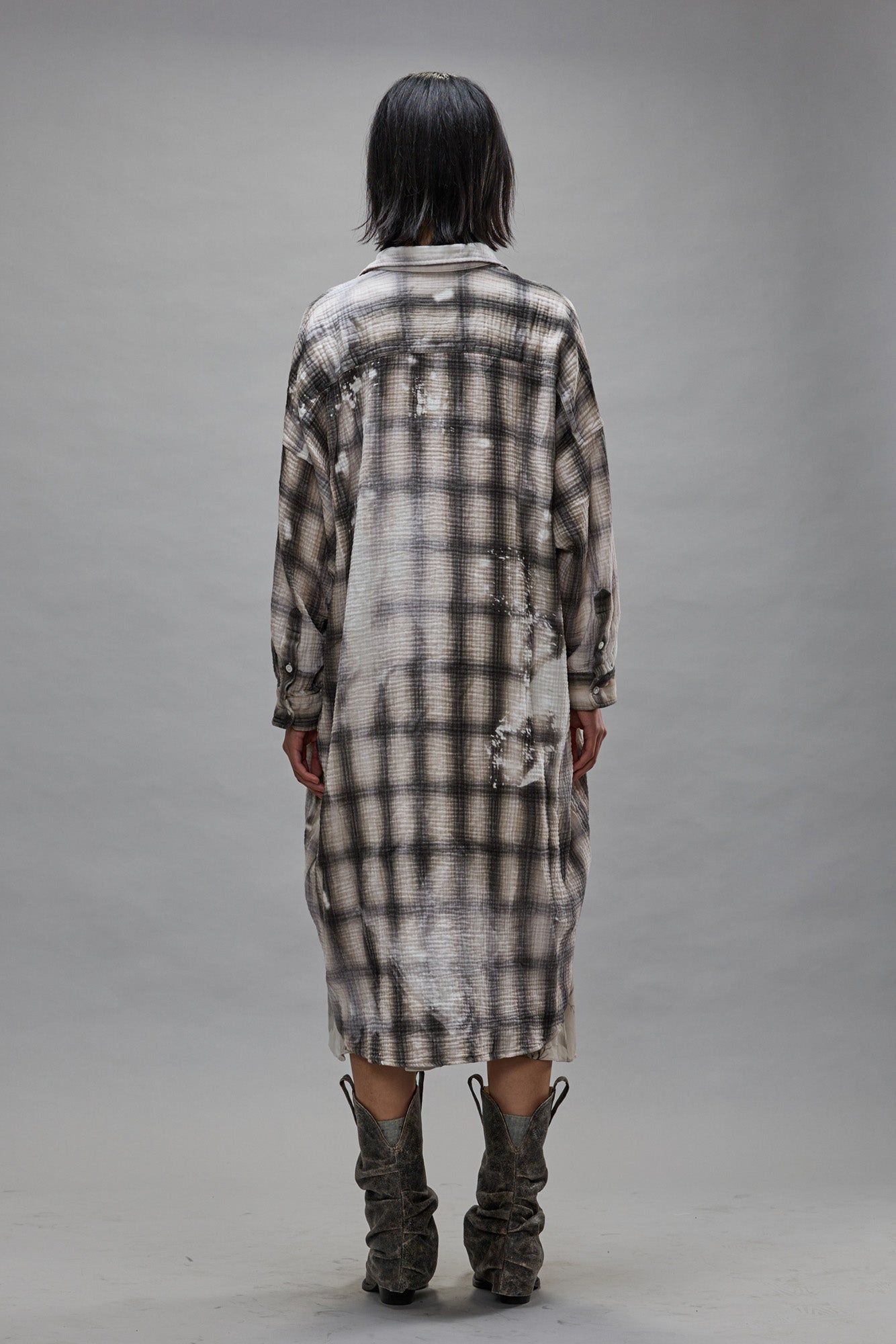 JUMBO SHIRTDRESS - PRINTED GREY PLAID - R13