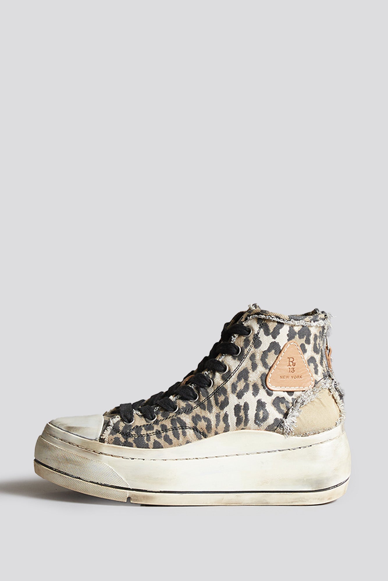 KURT HIGH TOP SNEAKER - DISTRESSED LIGHT LEOPARD - R13