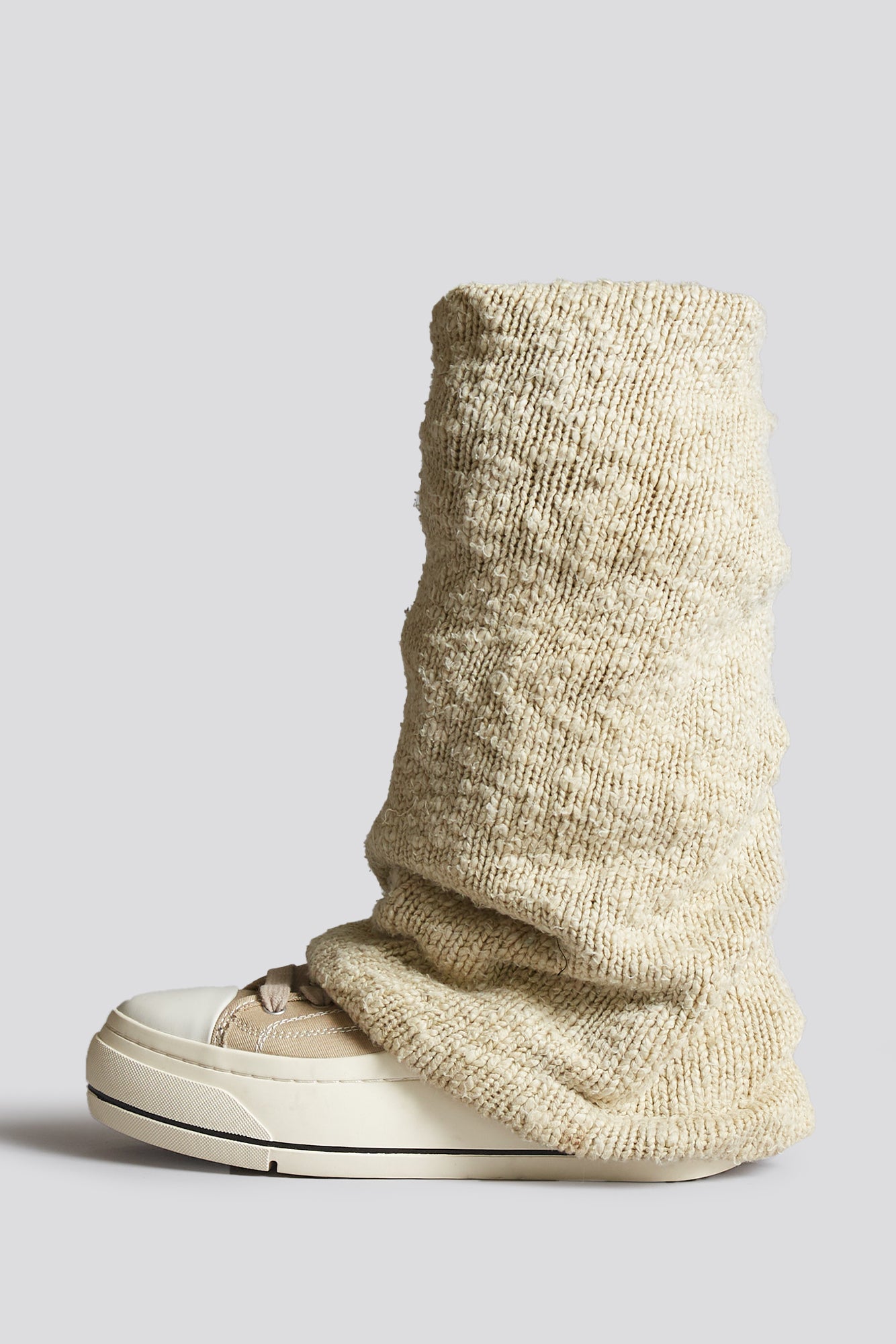 KURT HIGH TOP SNEAKER WITH WARMER - LIGHT KHAKI PLAIN KNIT - R13