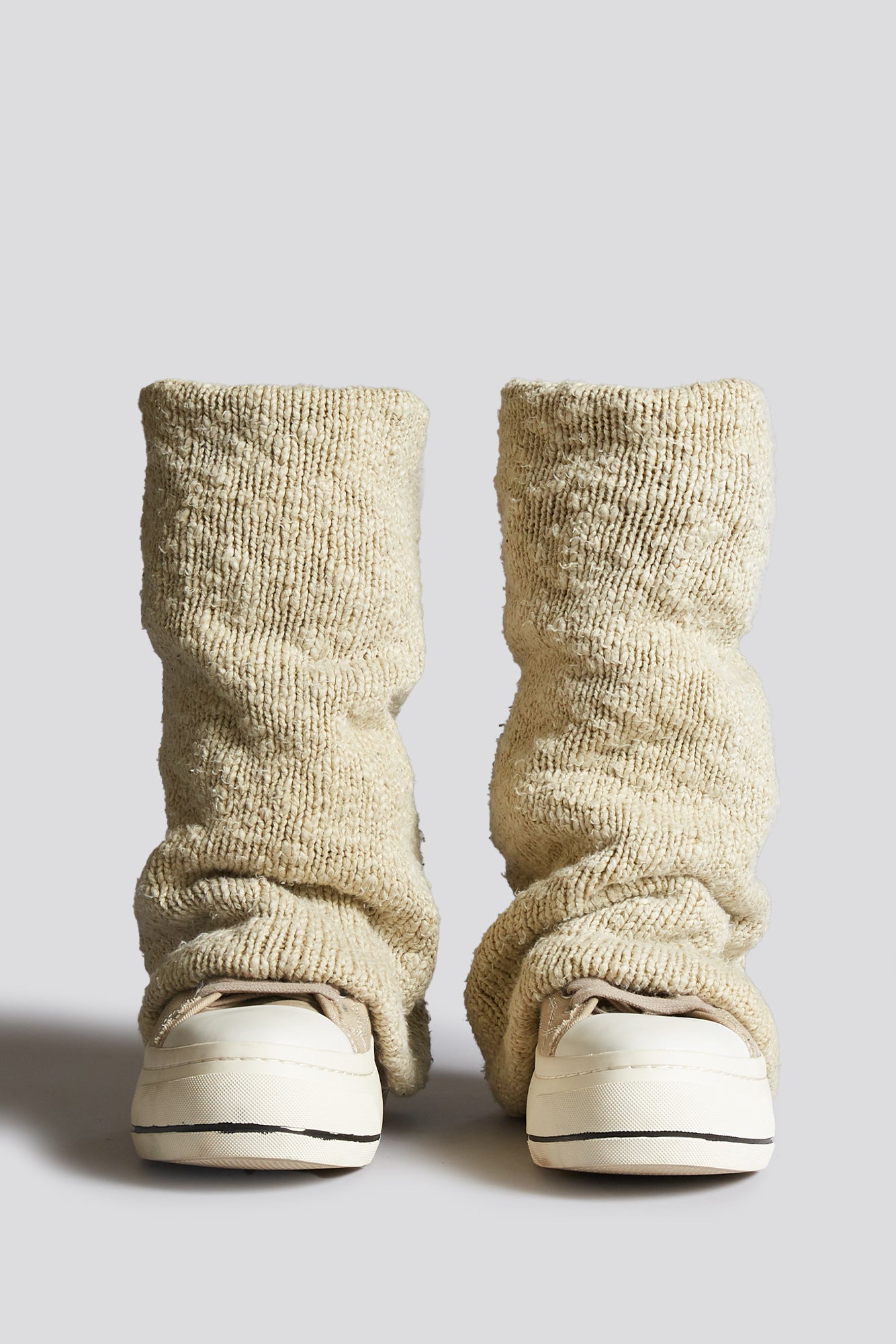 KURT HIGH TOP SNEAKER WITH WARMER - LIGHT KHAKI PLAIN KNIT - R13