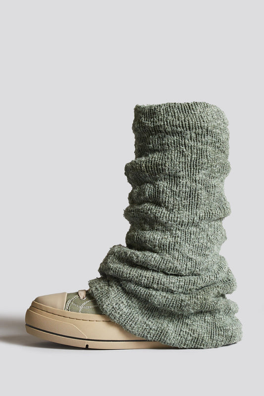 KURT HIGH TOP SNEAKER WITH WARMER - WASHED OLIVE PLAIN KNIT - R13