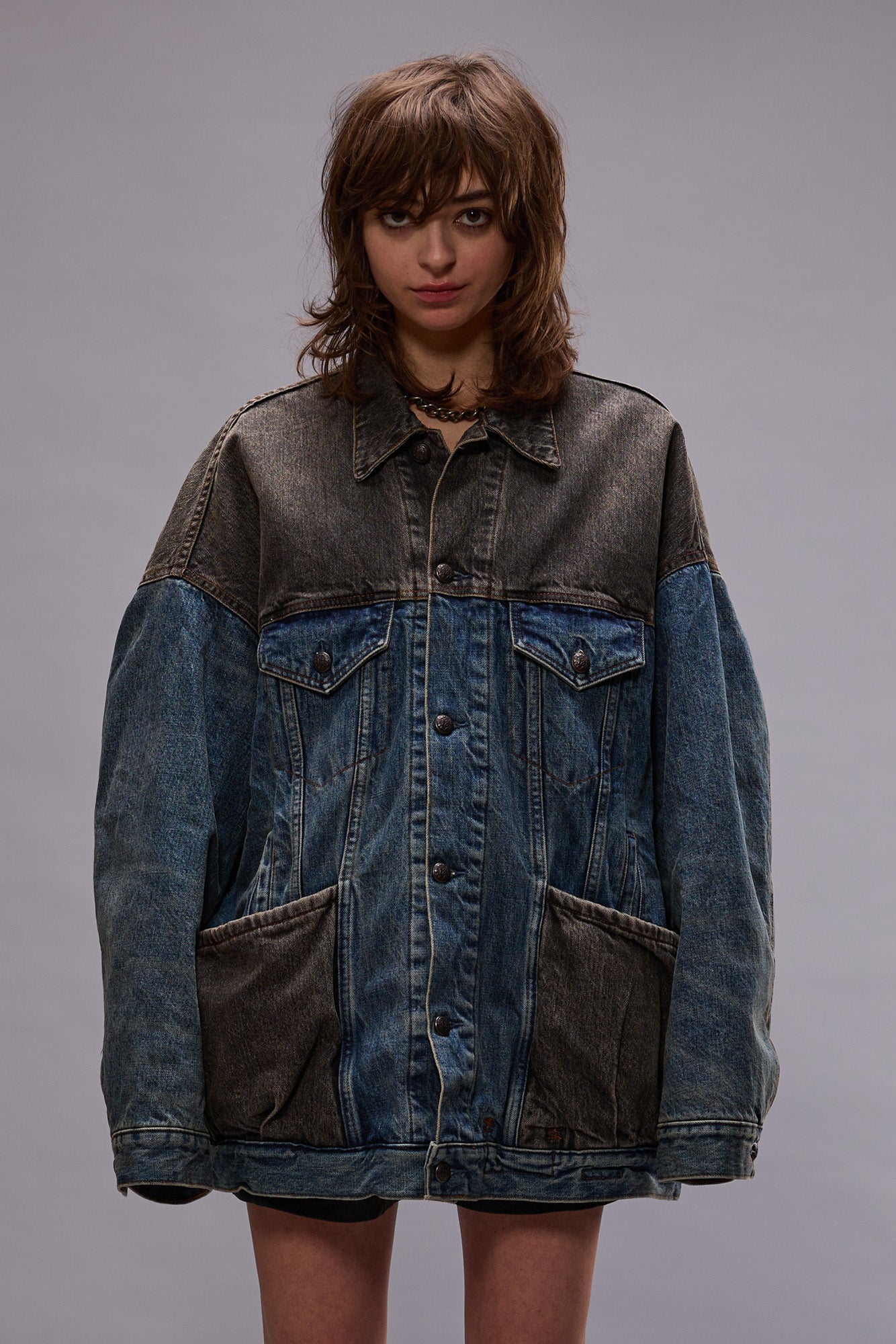 LACEY TRUCKER JACKET - DAWSON INDIGO COLOR BLOCK - R13