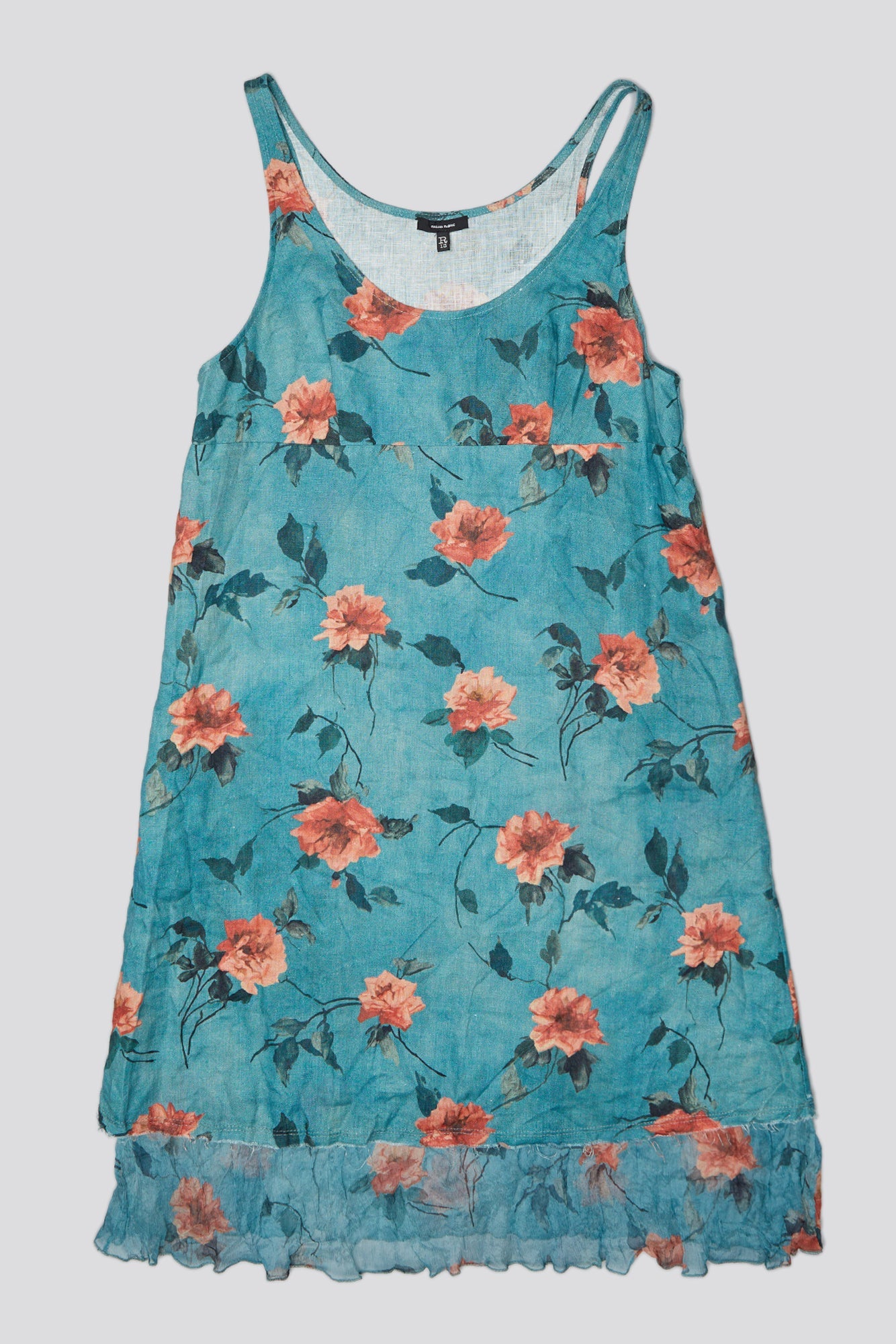 LAYERED FLOUNCE TANK SLIP - BLUE FLORAL - R13