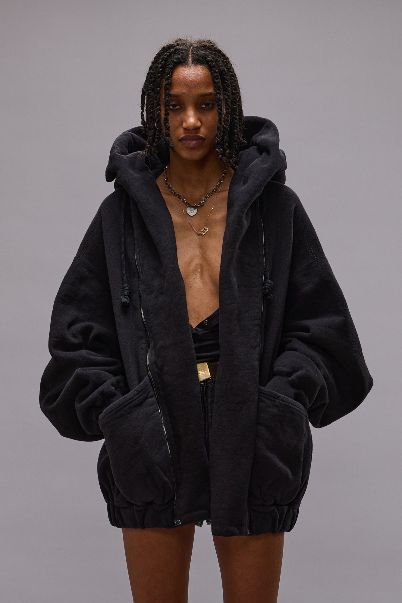 LILLIAN OVERSIZED SWEAT PARKA - BLACK FLEECE - R13