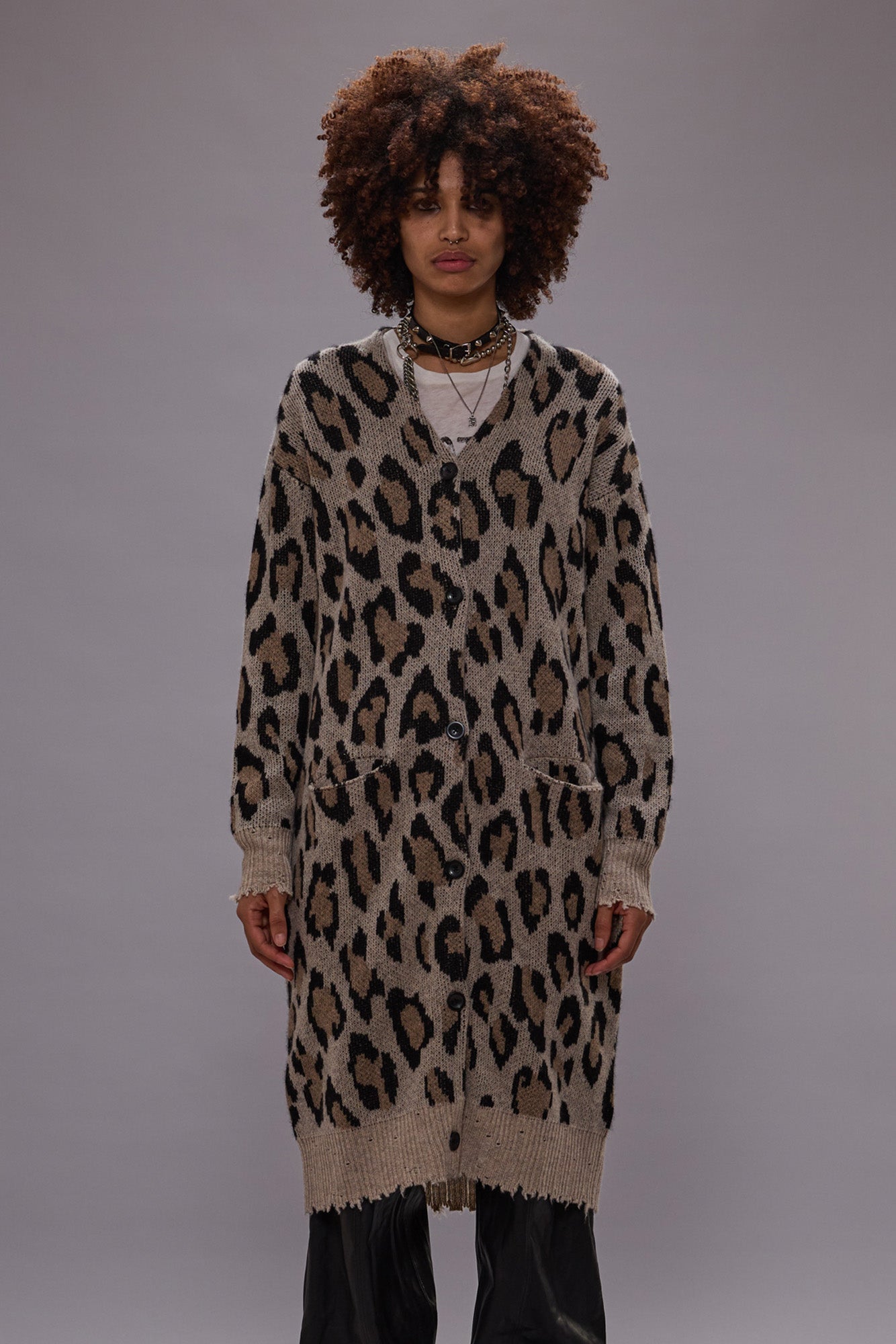 LONG LEOPARD CARDIGAN - R13