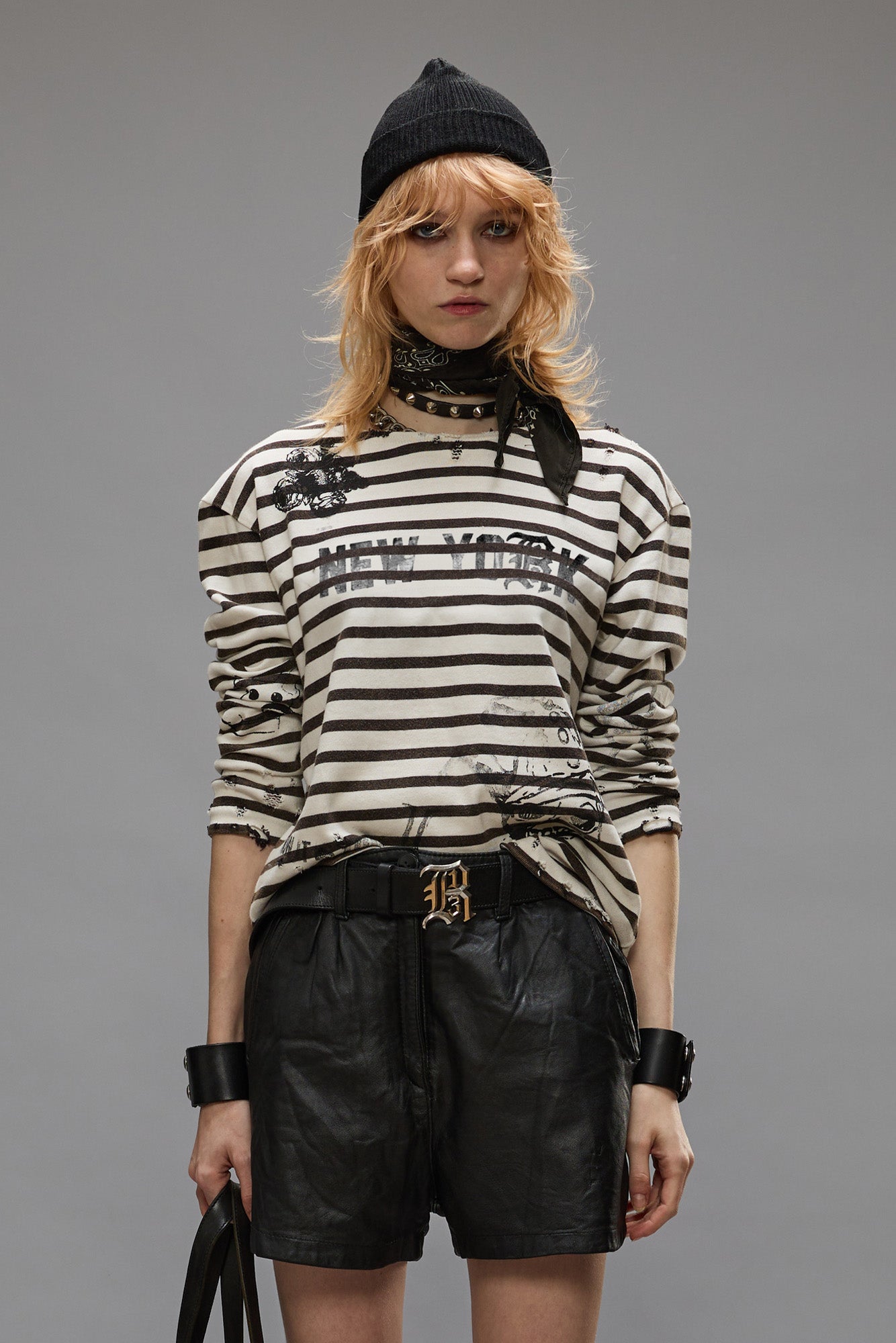 LONG SLEEVE BRETON TEE - BLACK AND WHITE STRIPE - R13