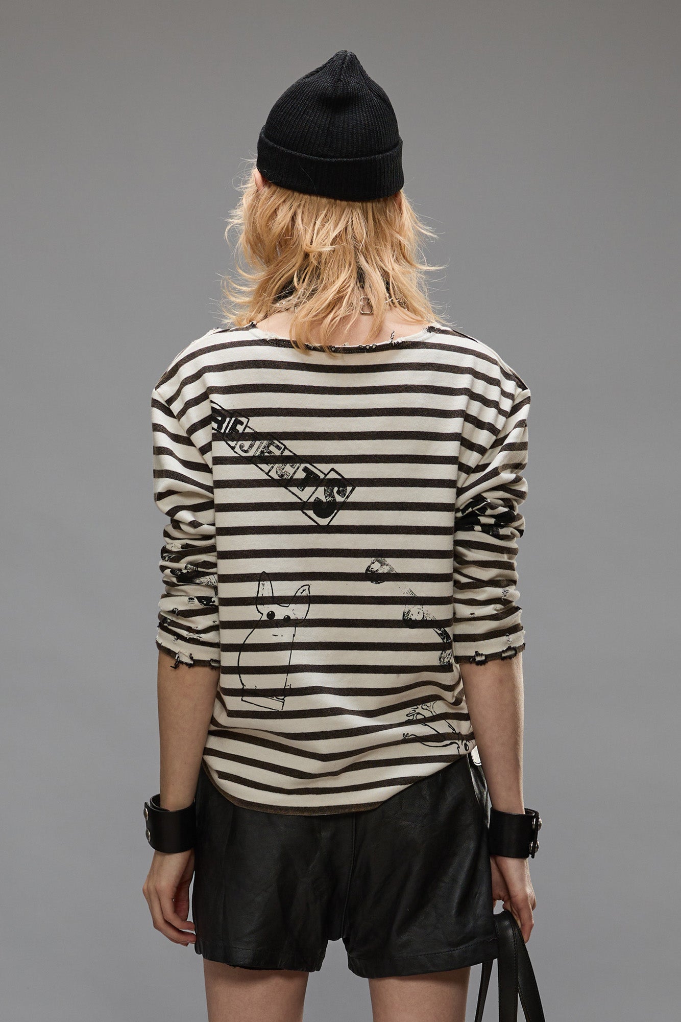 LONG SLEEVE BRETON TEE - BLACK AND WHITE STRIPE - R13