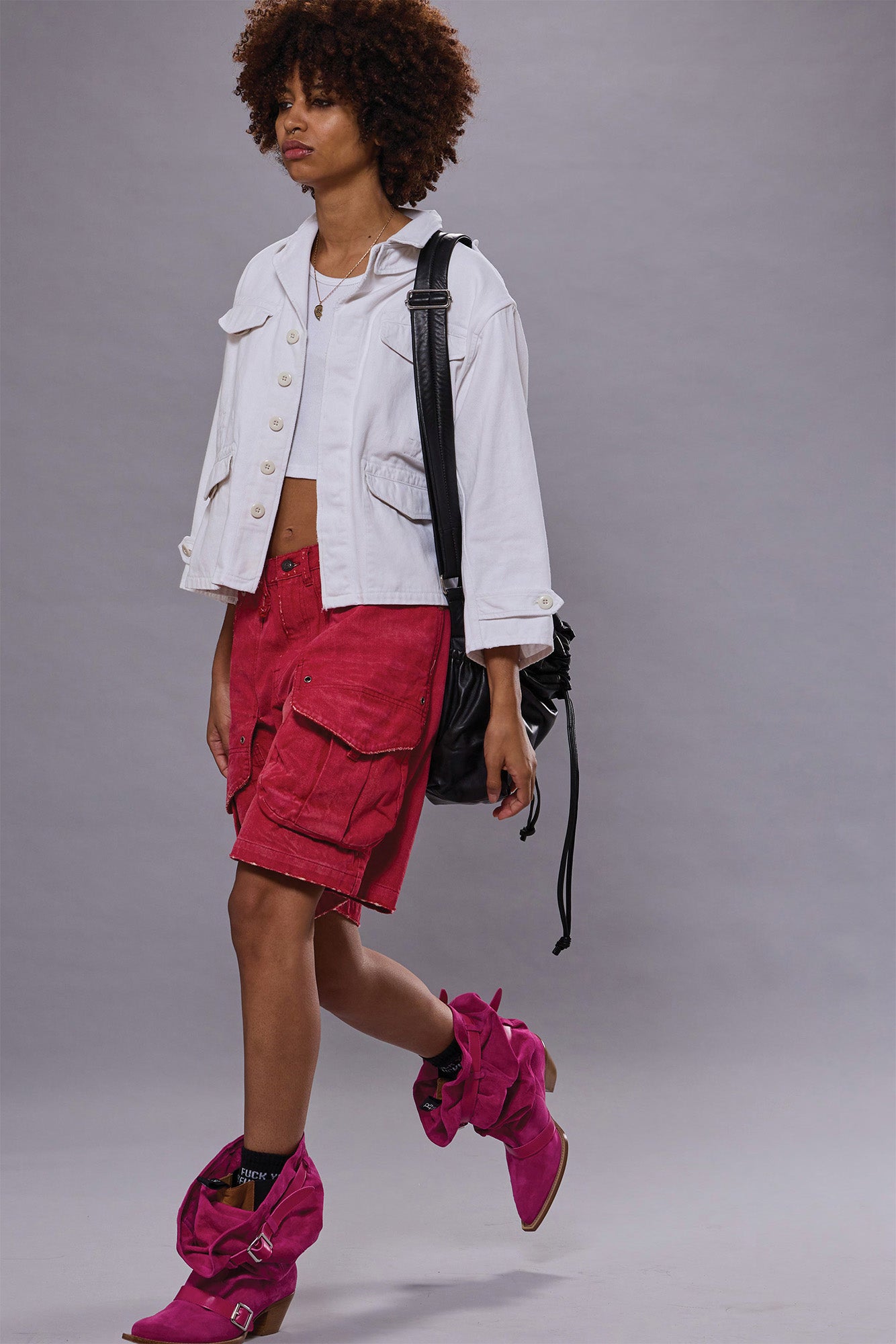 MULTI POCKET BAGGY SHORT - VIVID RED