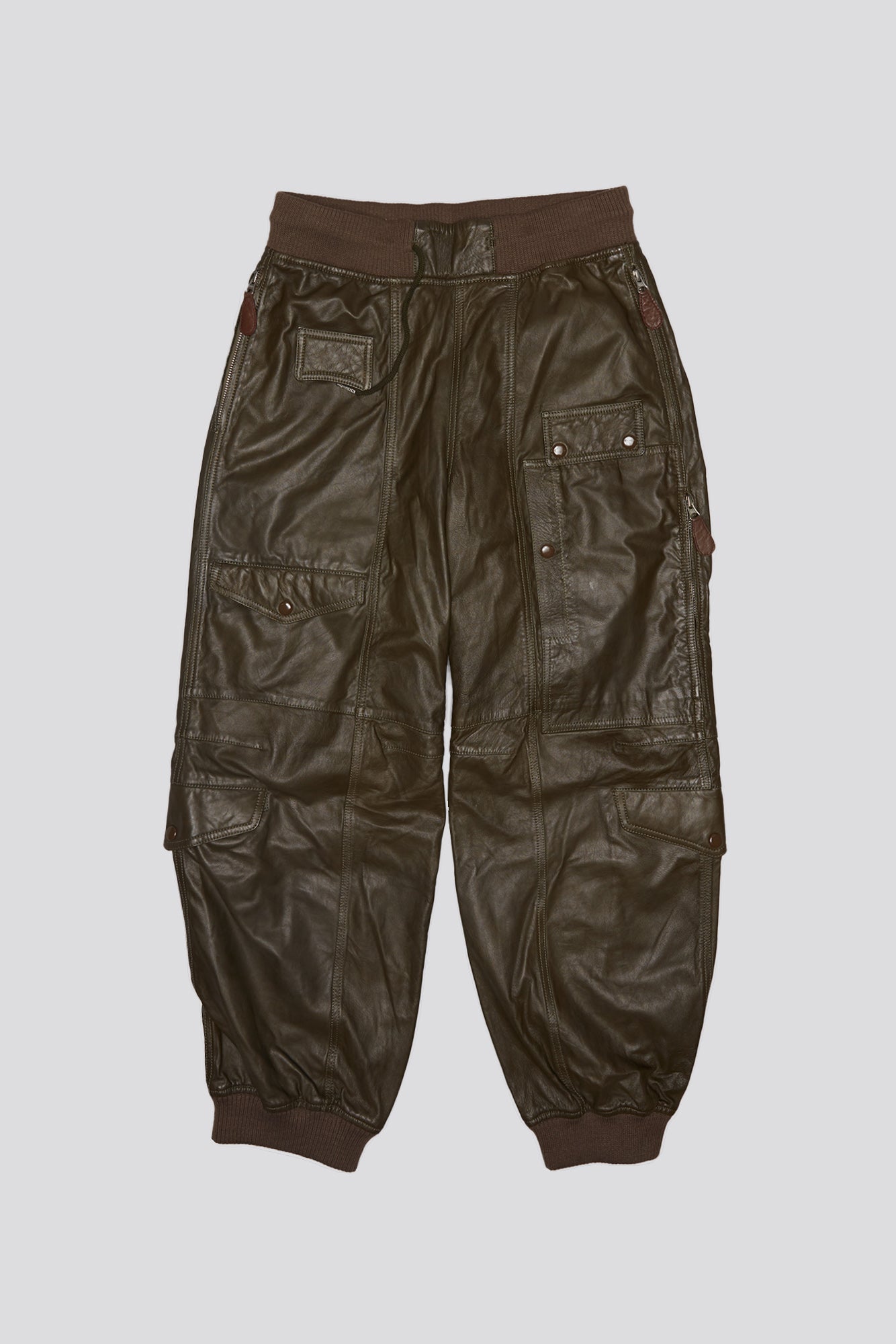 MULTIPOCKET BALLOON LEATHER PANT - OLIVE - R13