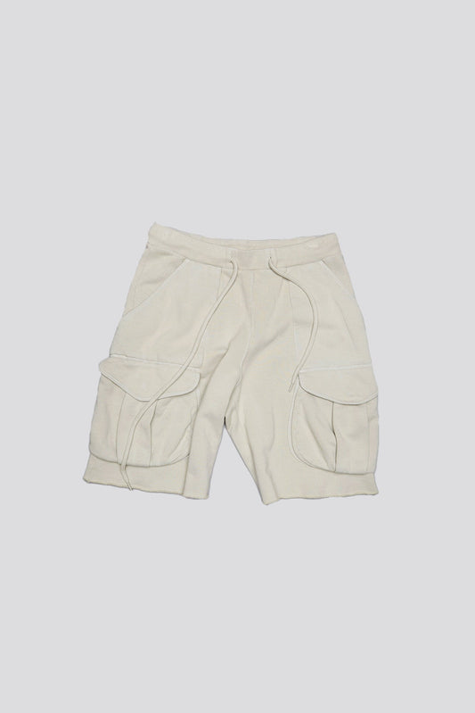 MULTIPOCKET RELAXED SWEATSHORTS - LIGHT STONE - R13