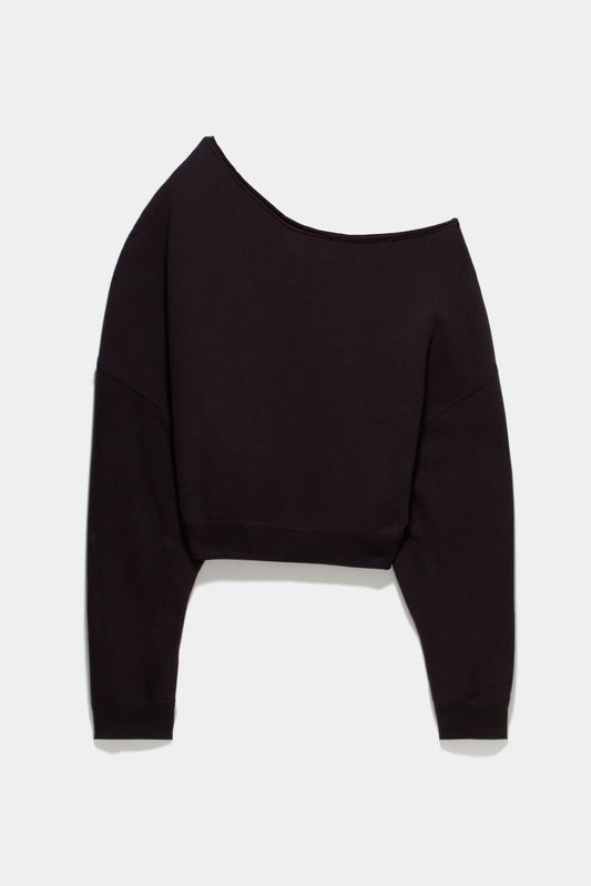 OFF SHOULDER PATTI SWEATSHIRT - BLACK - R13