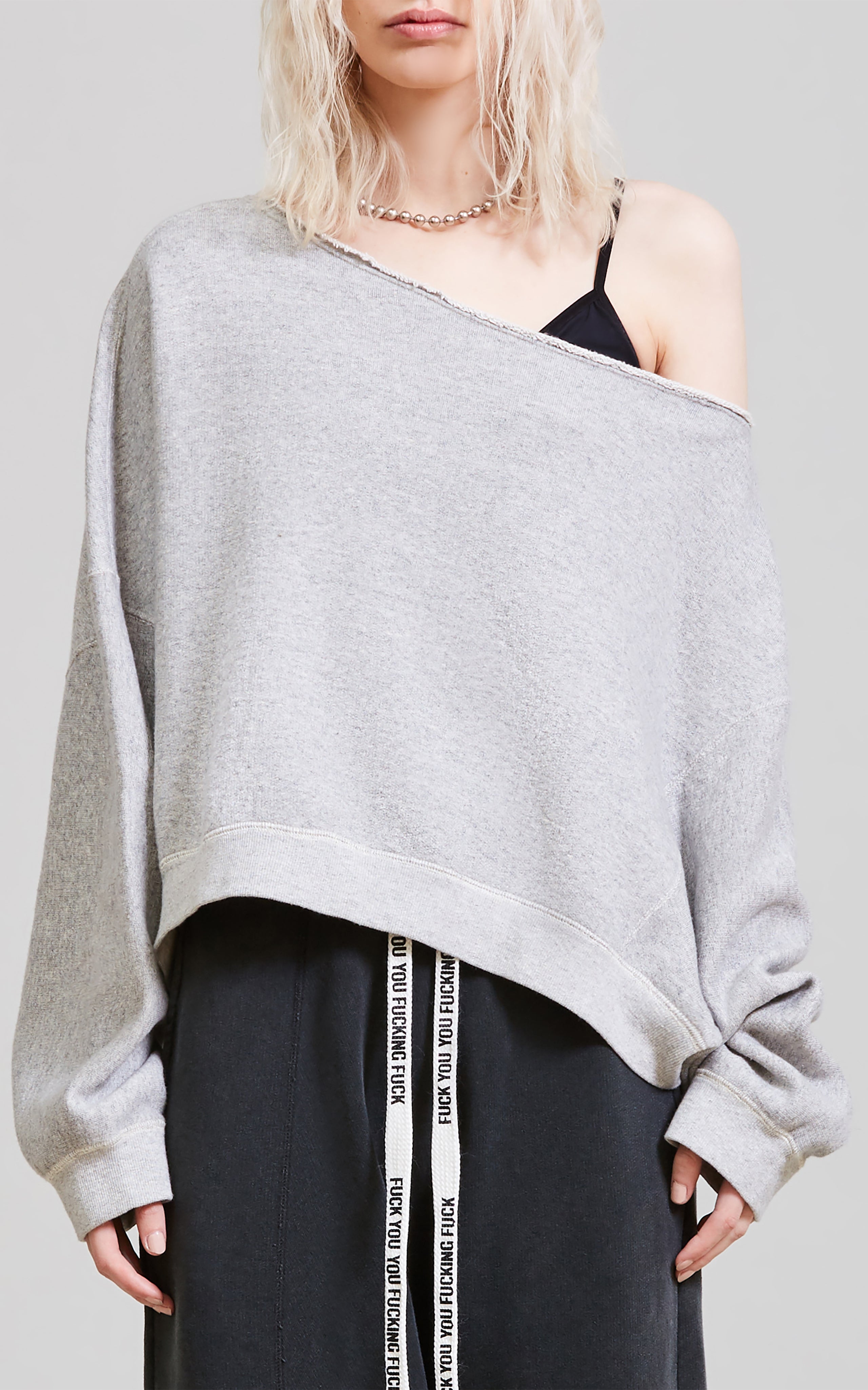 OFF SHOULDER PATTI SWEATSHIRT - HEATHER GREY - R13