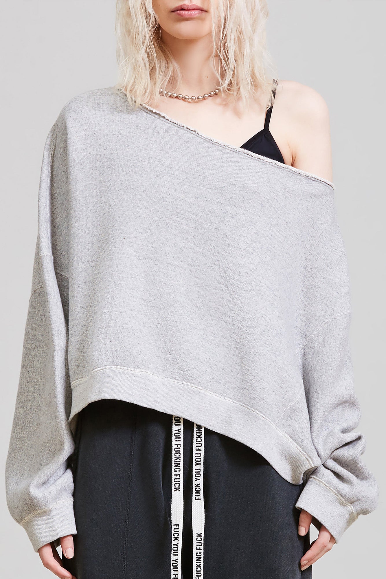 OFF SHOULDER PATTI SWEATSHIRT - HEATHER GREY - R13