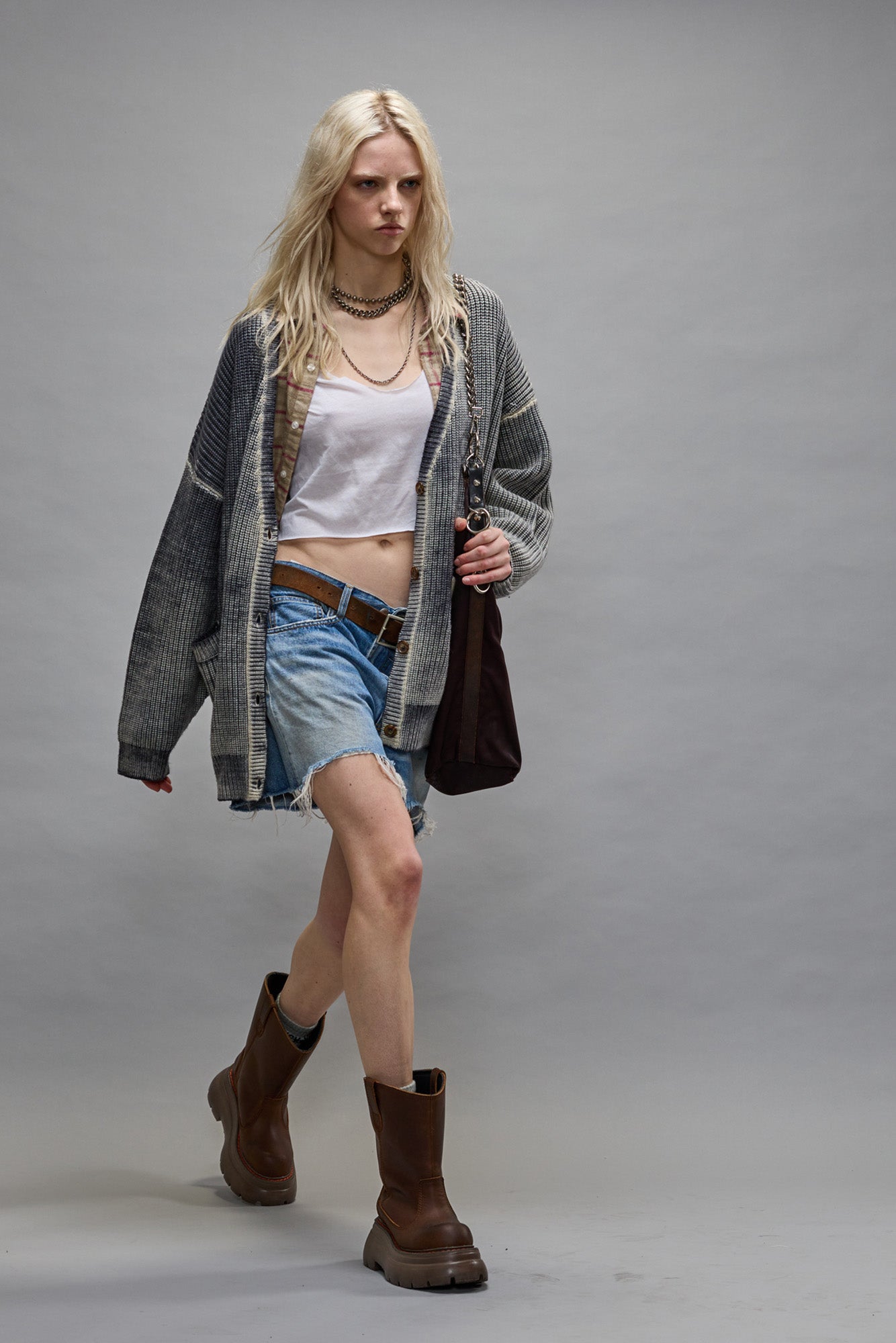 OVERSIZED CARDIGAN - DISTRESSED BLACK - R13