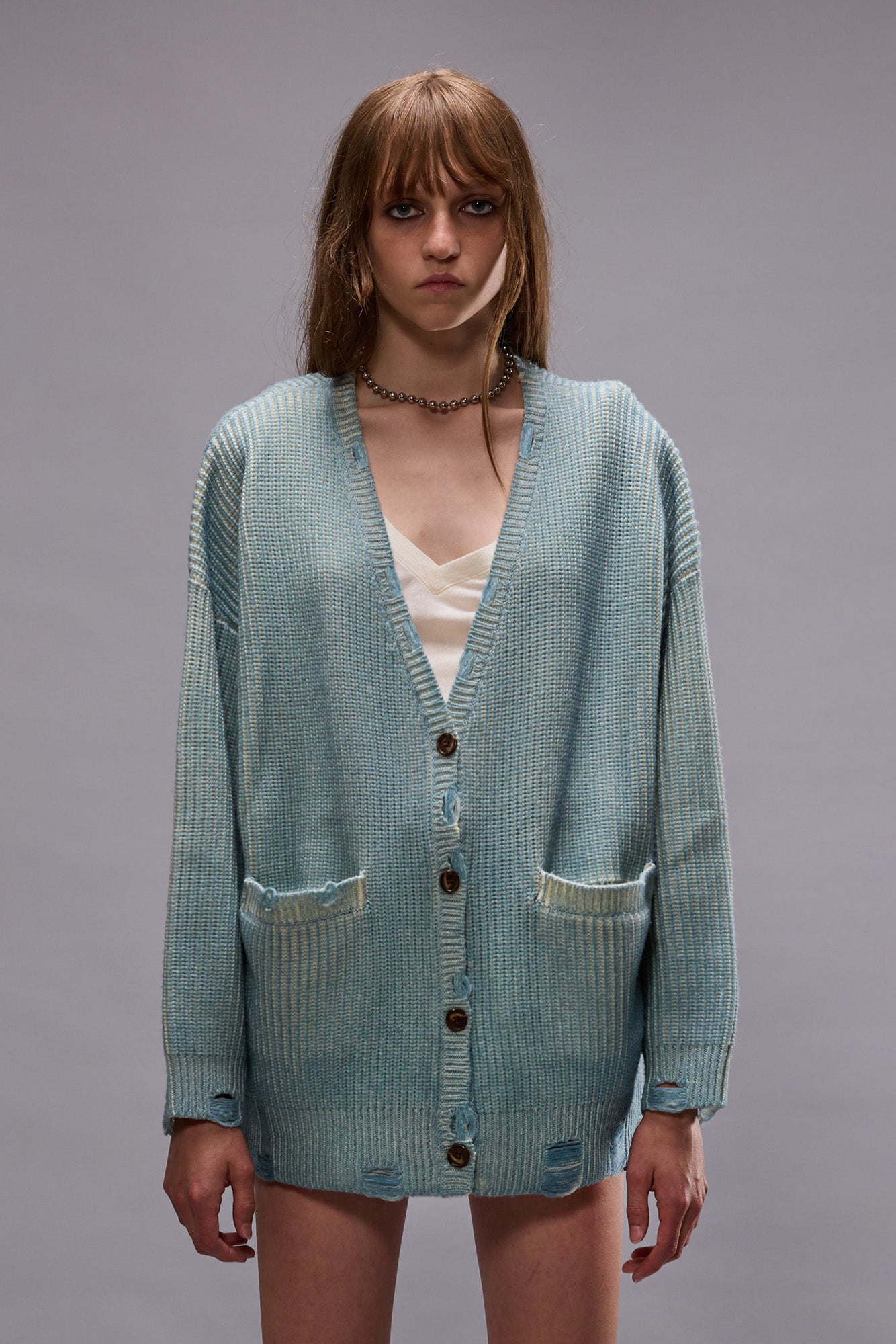 OVERSIZED CARDIGAN - LIGHT SKY BLUE - R13