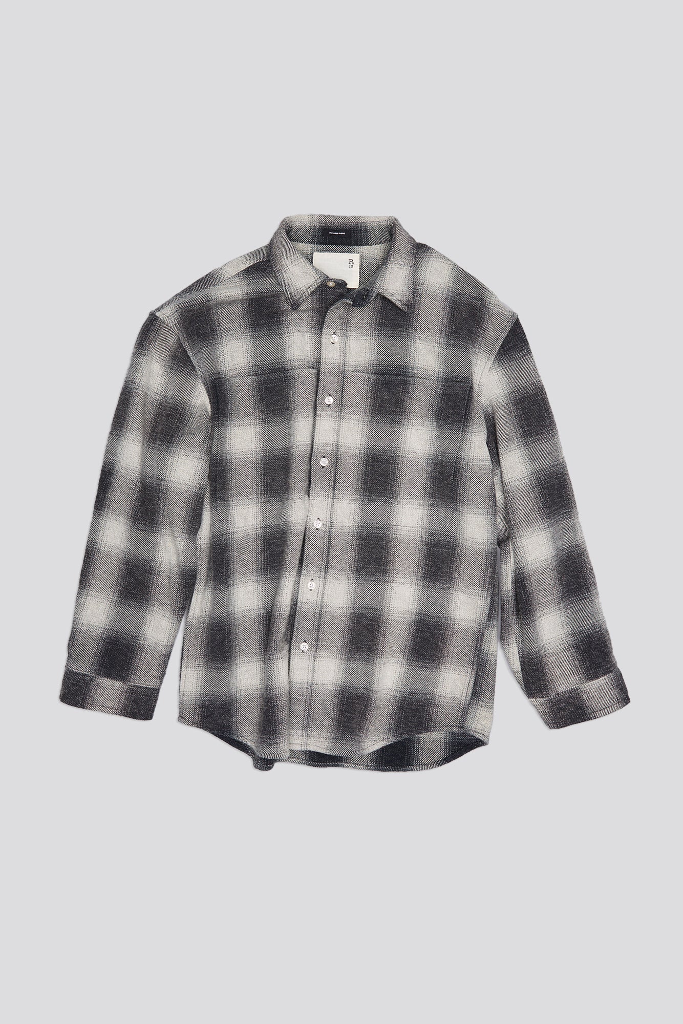 OVERSIZED POCKET DROP NECK - GREY OMBRE PLAID - R13