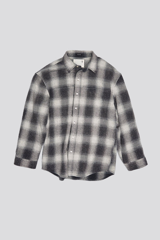 OVERSIZED POCKET DROP NECK - GREY OMBRE PLAID - R13