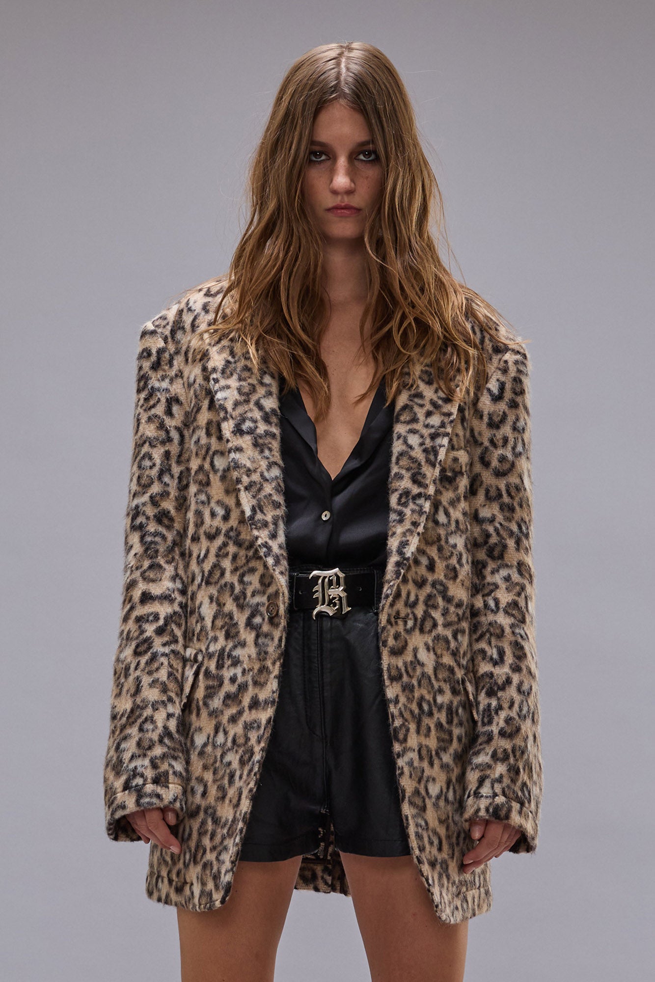 OVERSIZED RAGGED BLAZER - WOOLY LEOPARD - R13