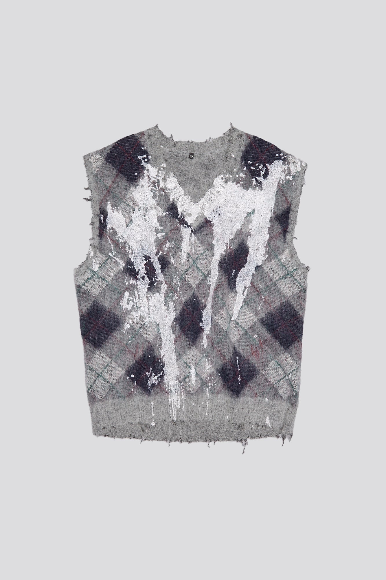 OVERSIZED SWEATER VEST - GREY ARGYLE - R13