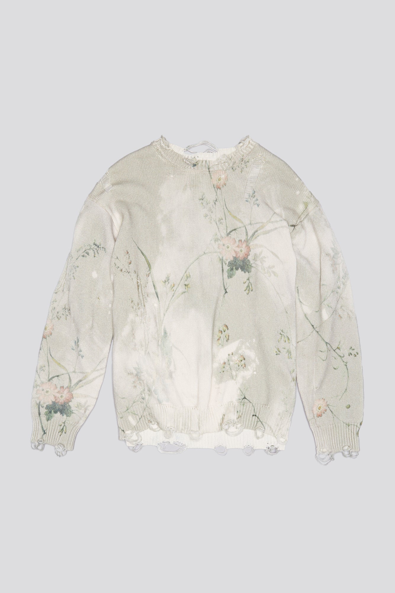 PRINTED BOYFRIEND SWEATER - BLEACHED CREAM FLORAL - R13