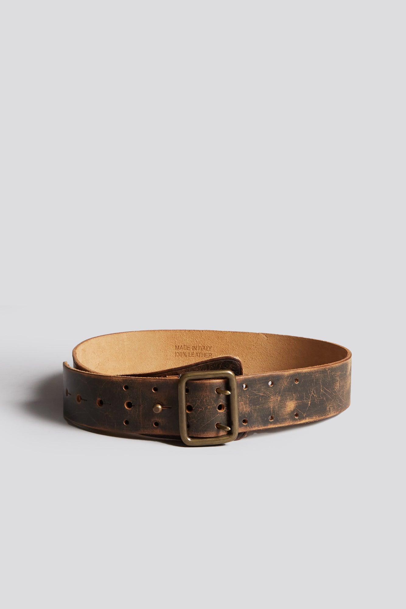 R13 MILITARY DOUBLE PRONG BELT - BROWN - R13