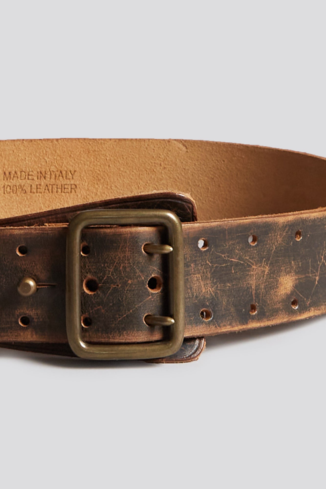 R13 MILITARY DOUBLE PRONG BELT - BROWN - R13