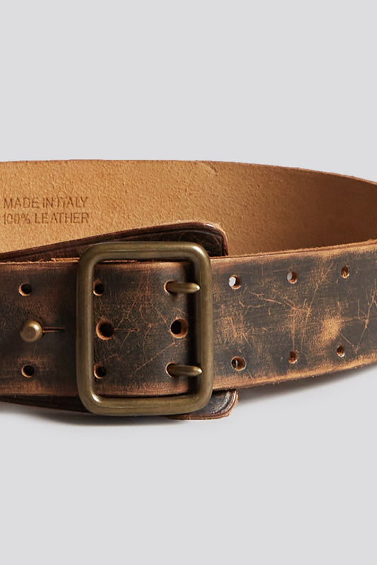 R13 MILITARY DOUBLE PRONG BELT - BROWN - R13