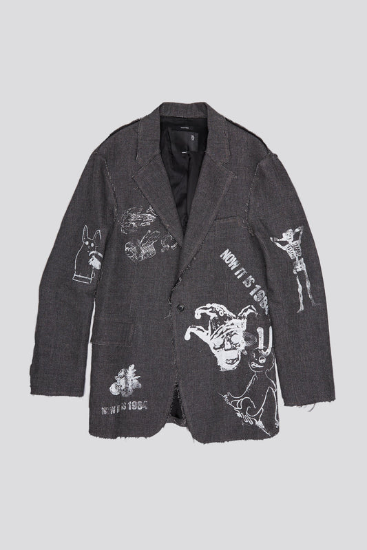 RAW CUT RAGGED BLAZER - DARK GREY - R13