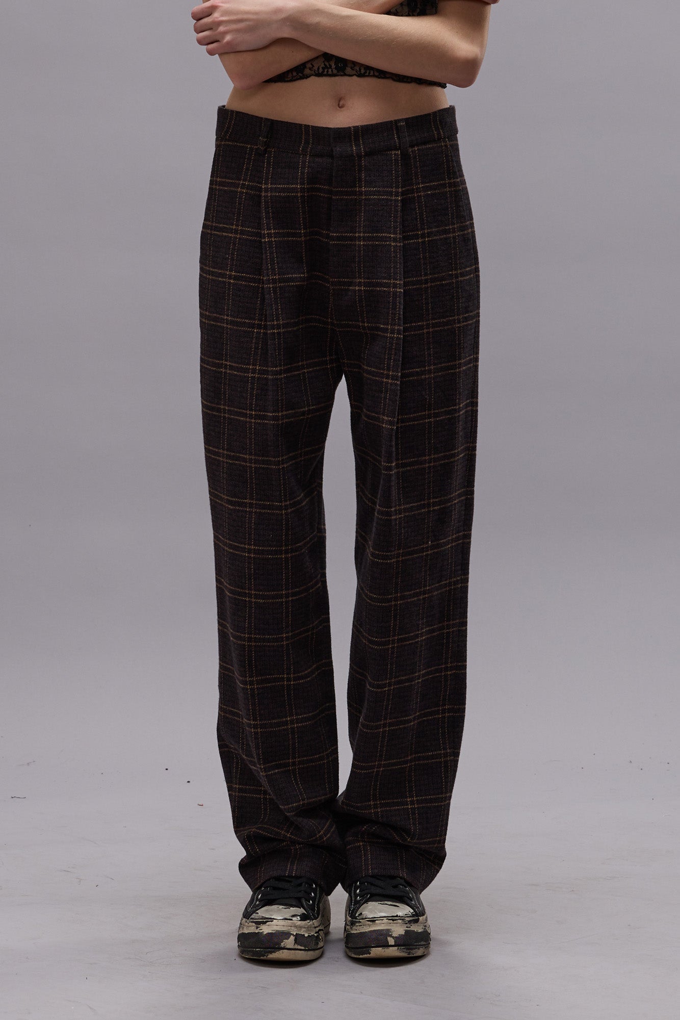 RELAXED TROUSER - DARK BROWN PLAID - R13