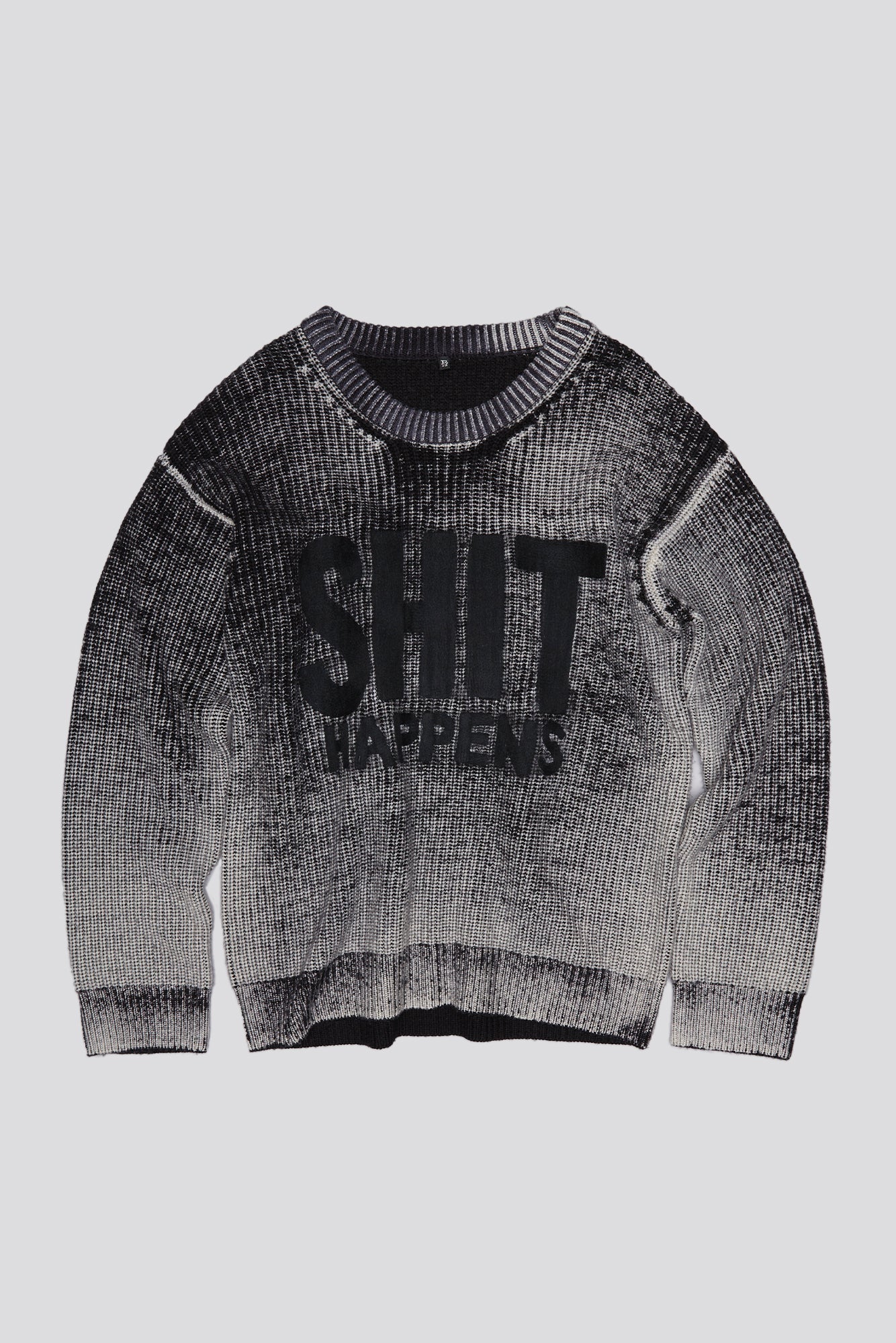 SHIT HAPPENS BOYFRIEND SWEATER - DISTRESSED BLACK - R13