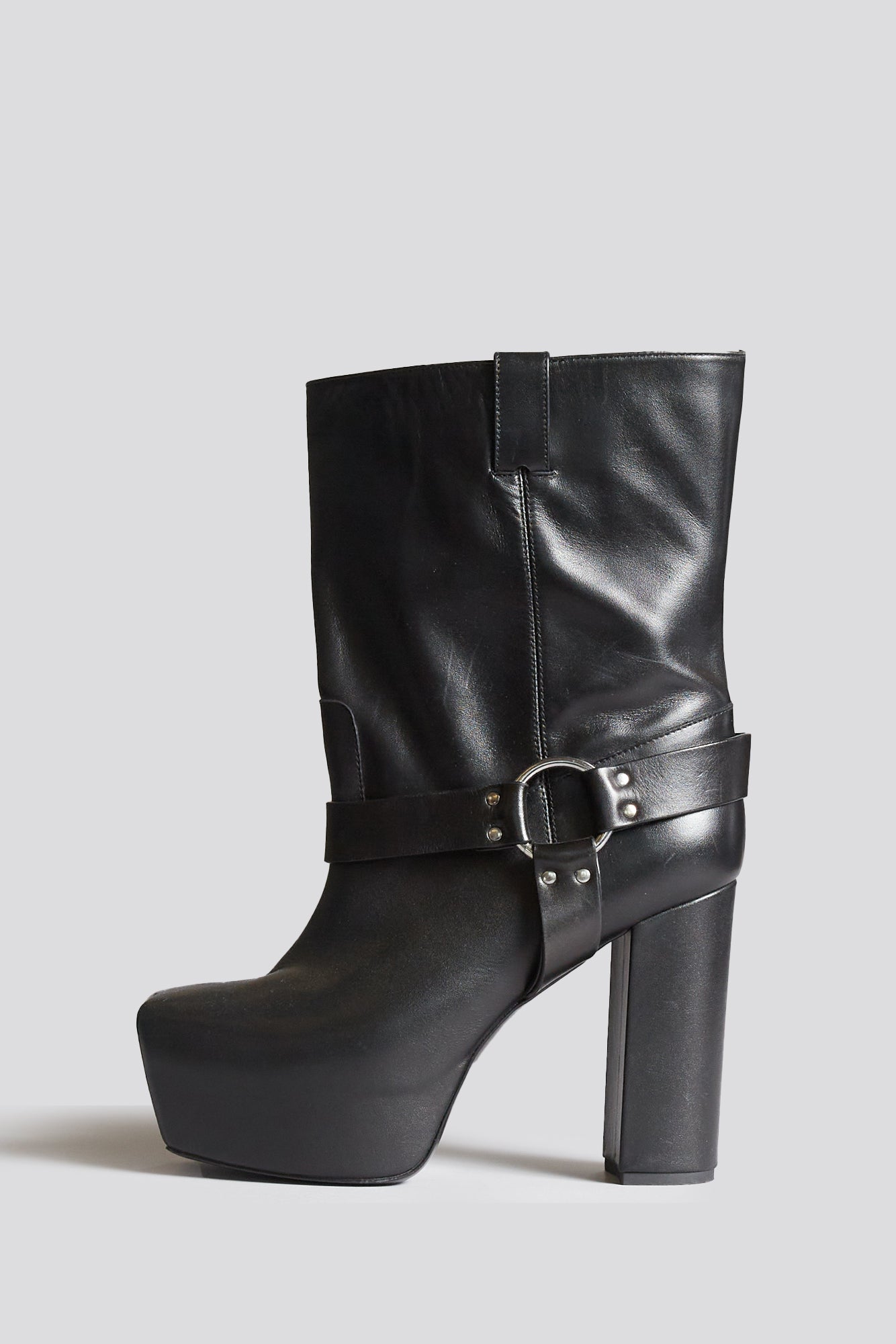 SID HEELED HARNESS BOOT - BLACK LEATHER - R13