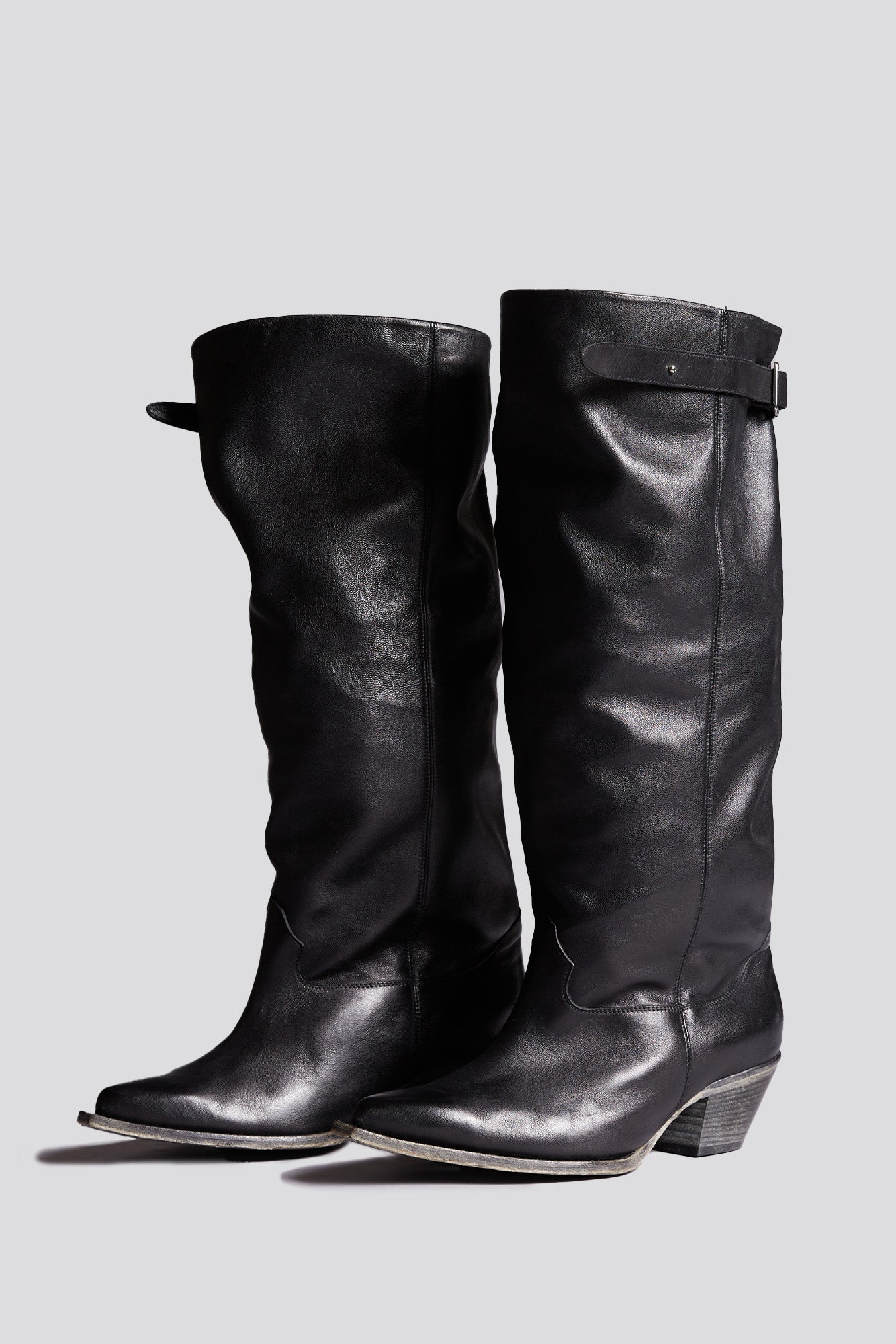 SLOUCH COWBOY BOOT - BLACK LEATHER - R13