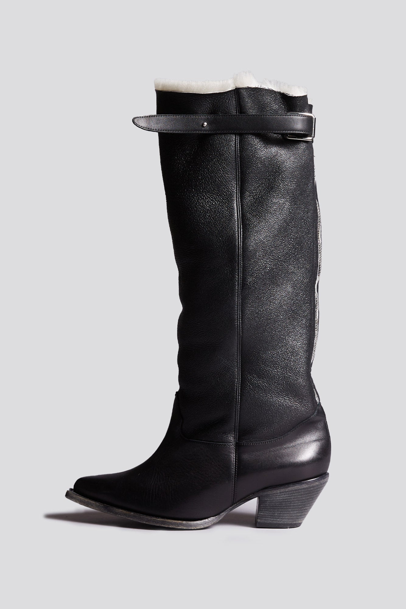 SLOUCH COWBOY BOOT - BLACK SHERPA - R13