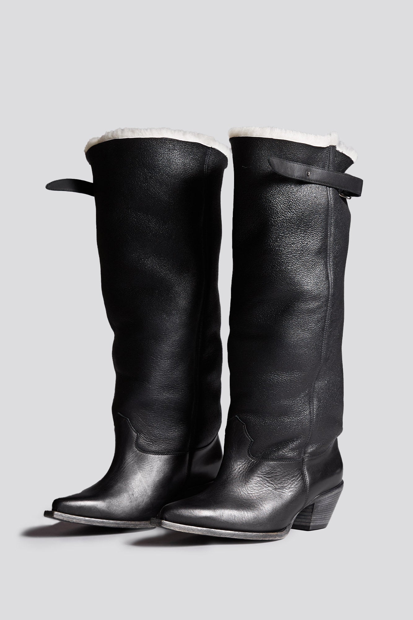 SLOUCH COWBOY BOOT - BLACK SHERPA - R13