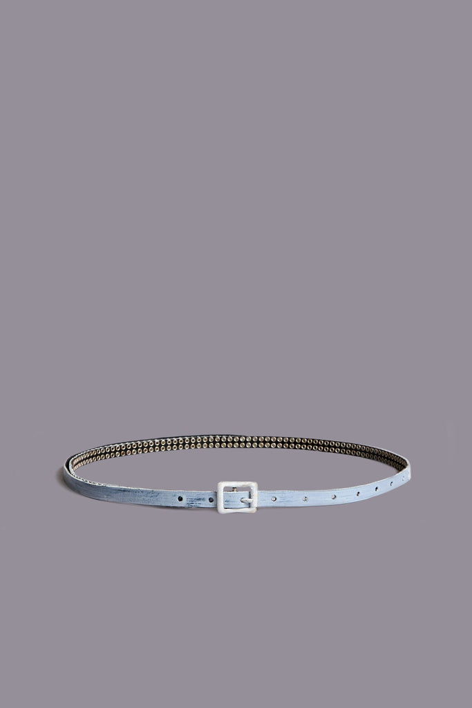 STUDDED R13 SKINNY BELT - PAINTED WHITE
