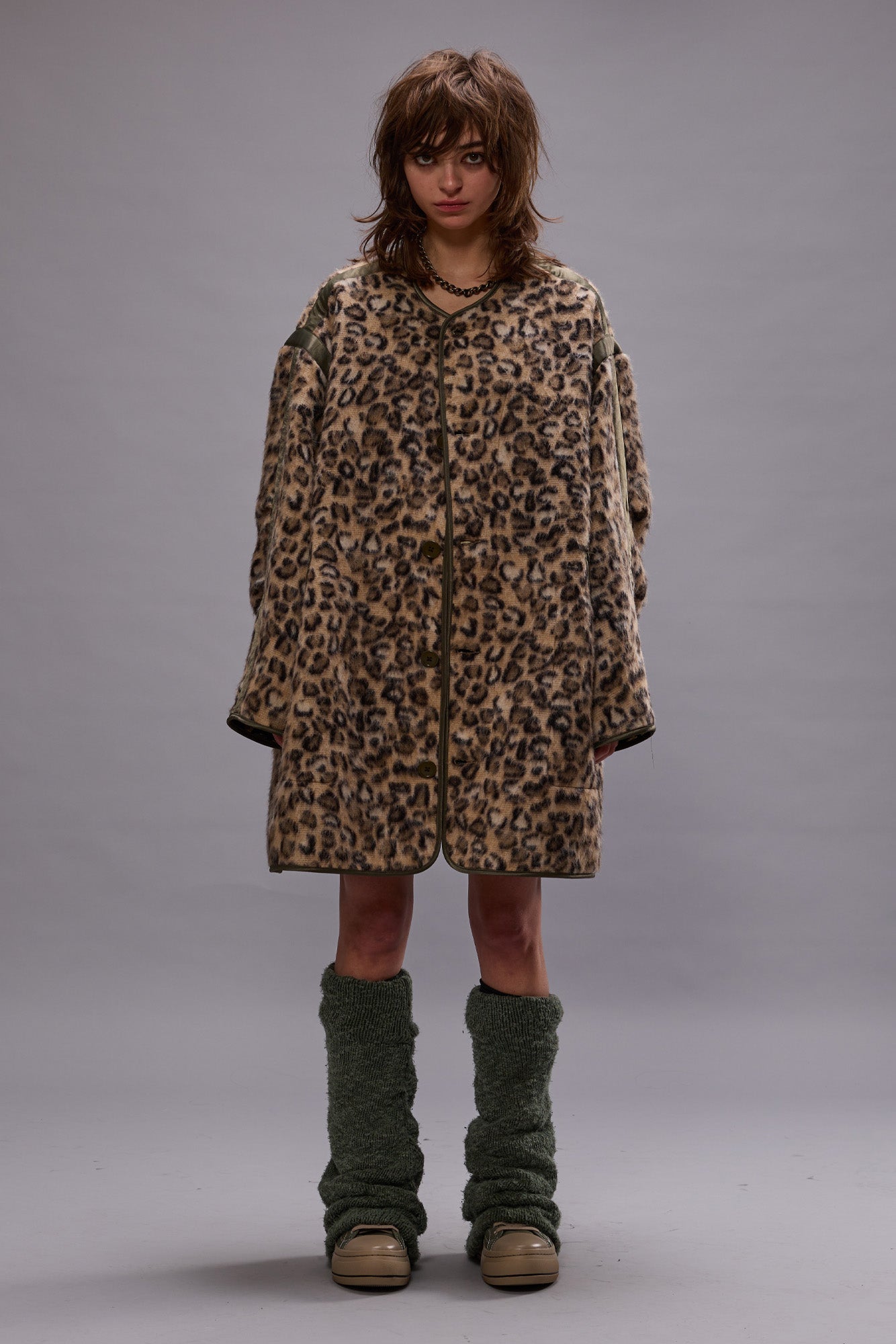 TAPED LINER COAT - WOOLY LEOPARD - R13