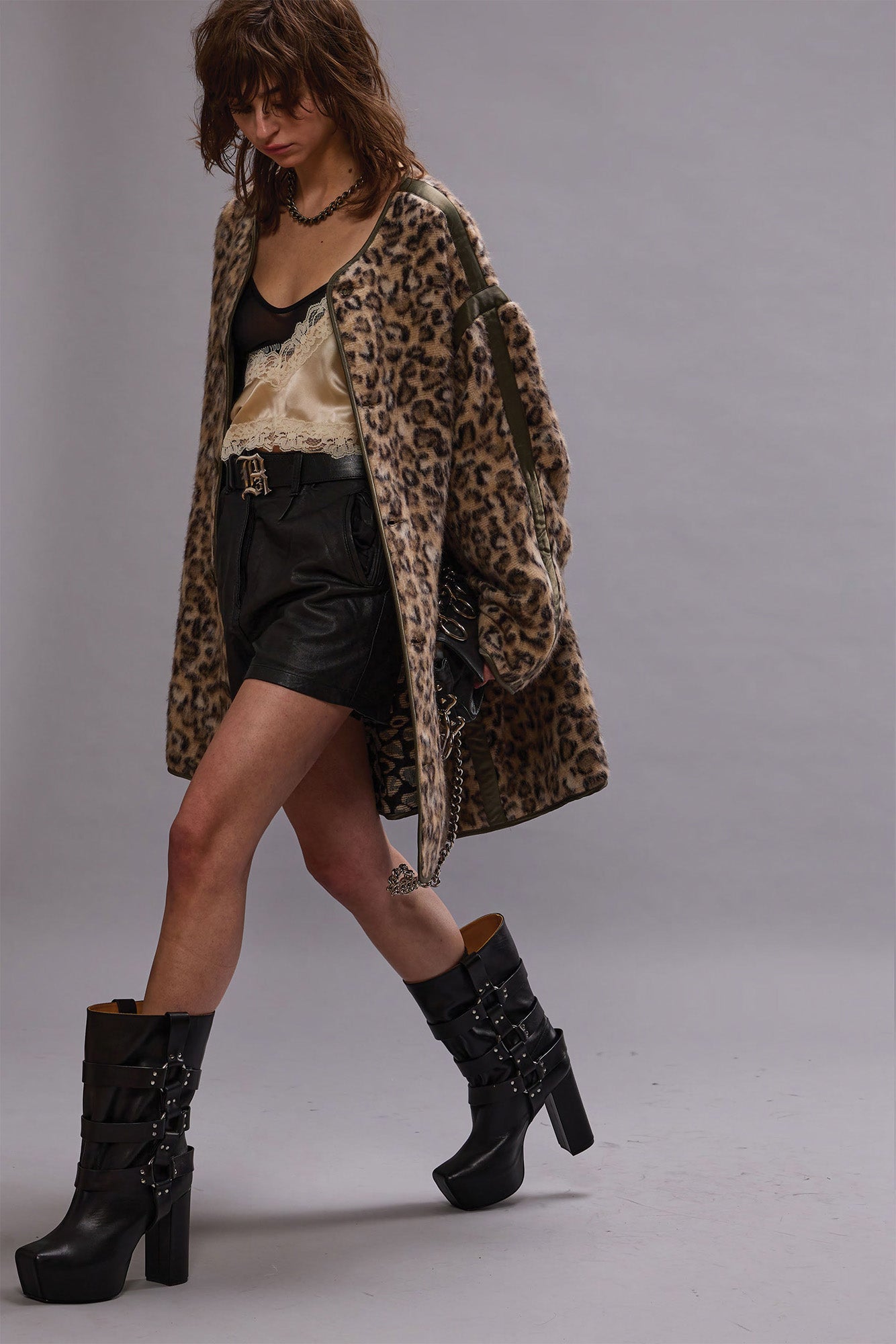 TAPED LINER COAT - WOOLY LEOPARD - R13