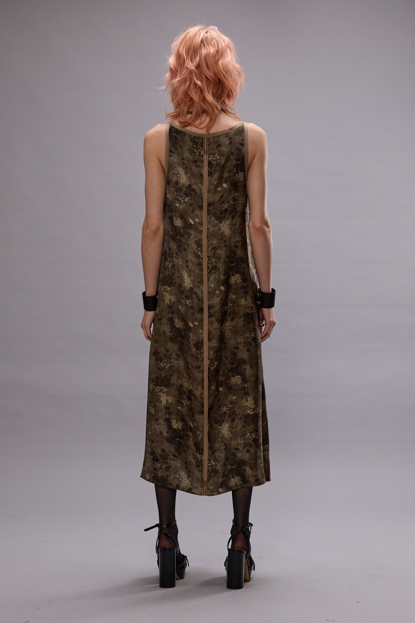 TAPED TANK DRESS - OLIVE FLORAL - R13