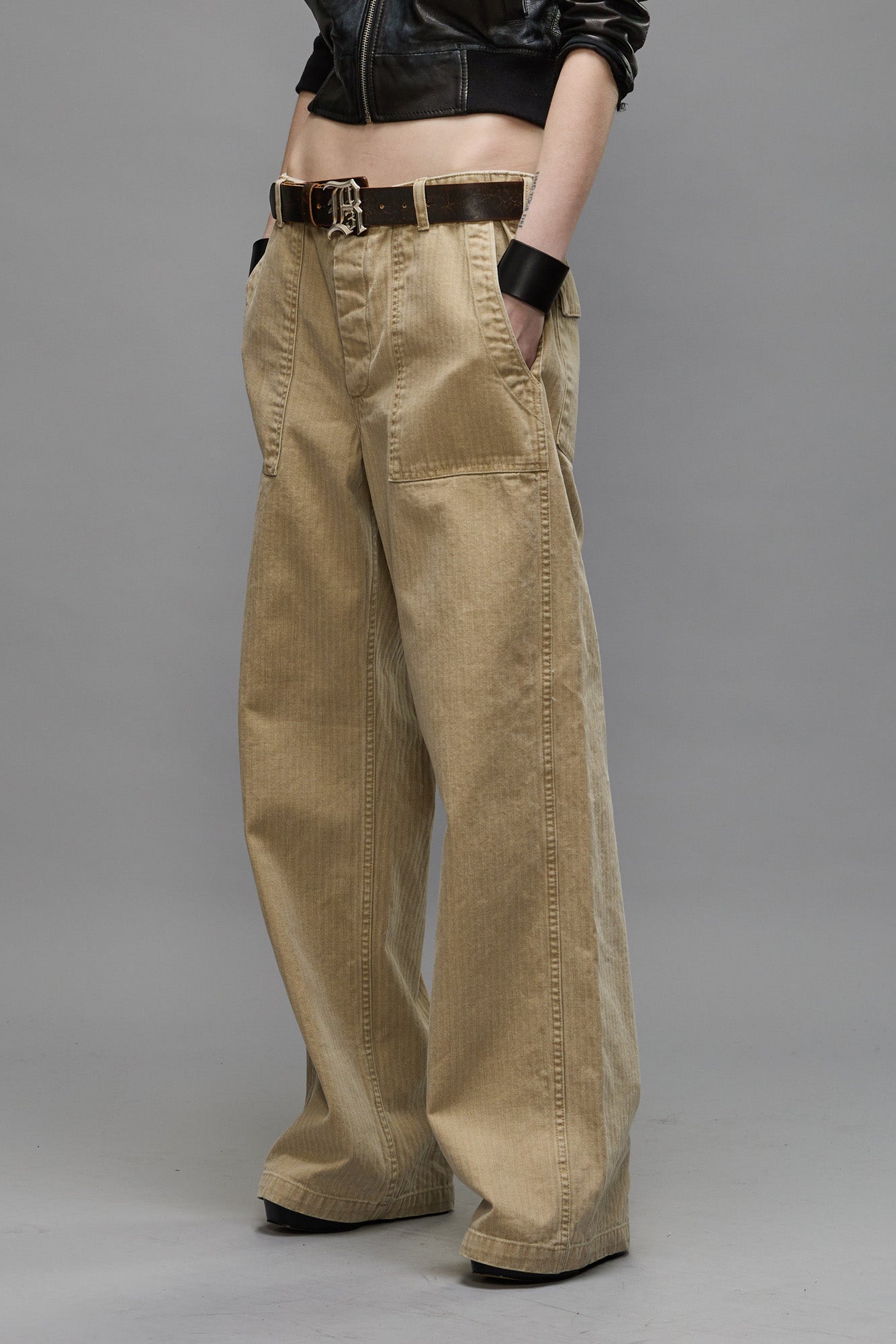 WIDE LEG UTILITY PANT - BEIGE - R13