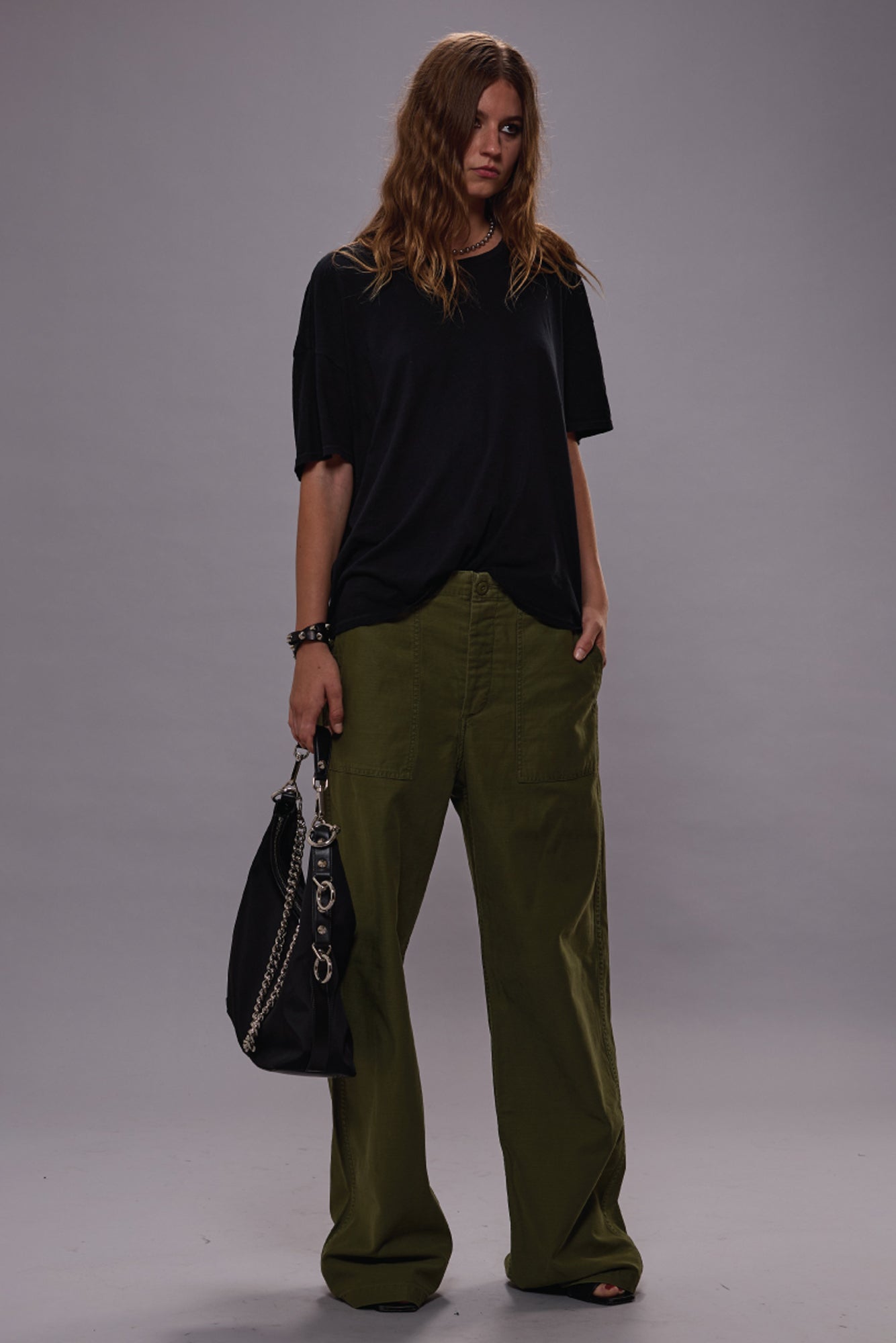 WIDE LEG UTILITY PANT - OLIVE - R13