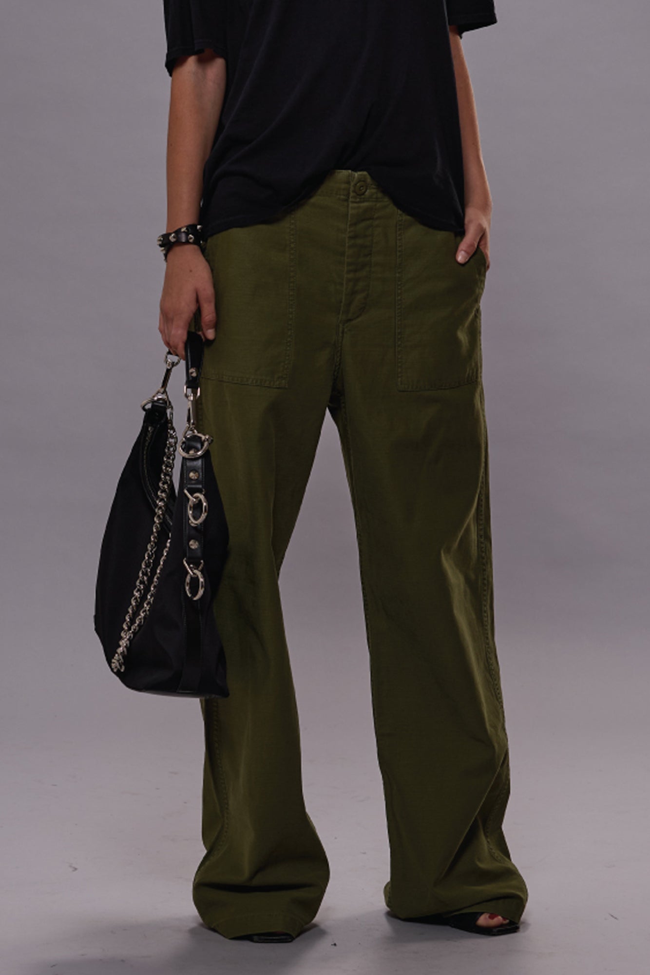 WIDE LEG UTILITY PANT - OLIVE - R13