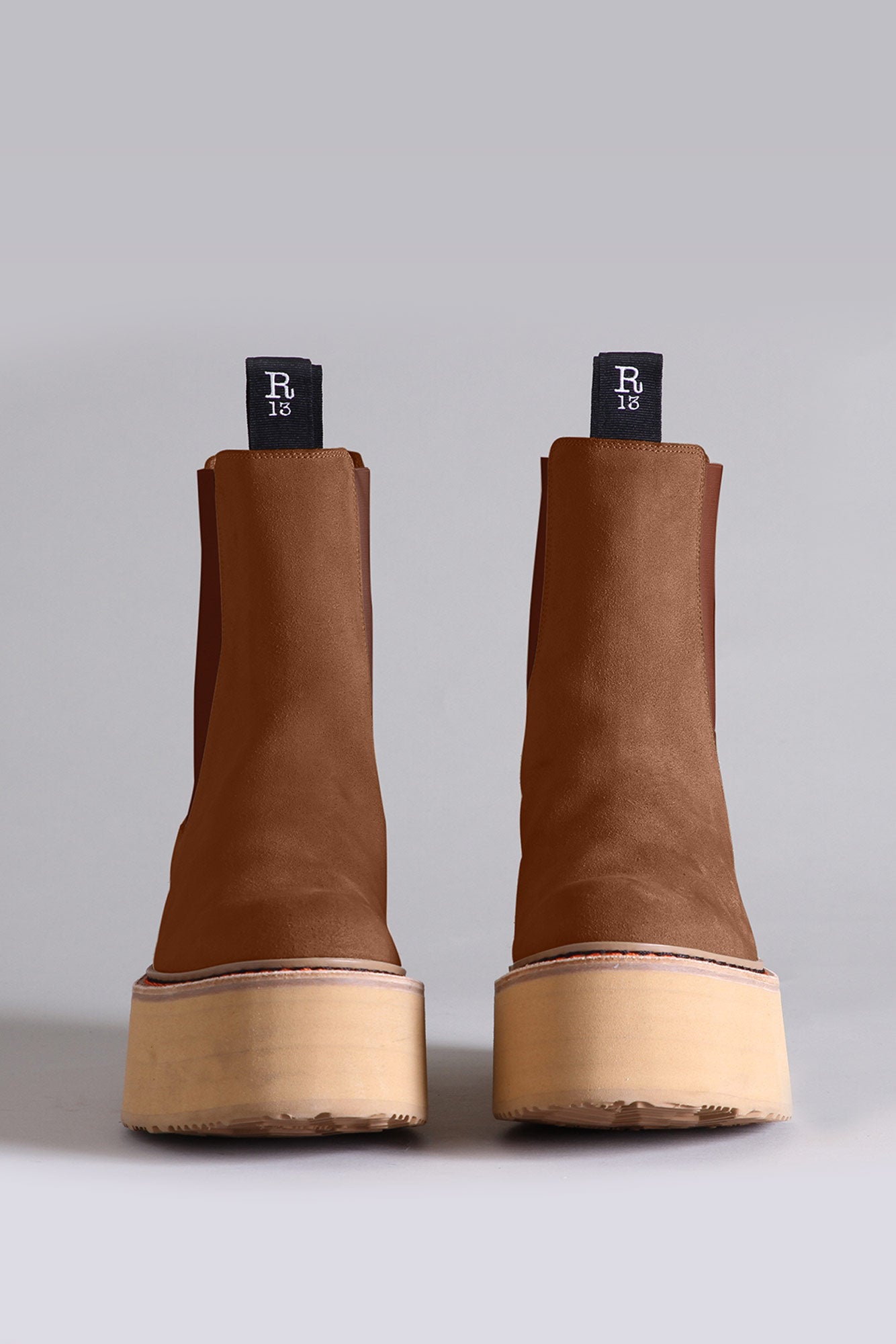 DOUBLE STACK CHELSEA BOOT BROWN SUEDE R13