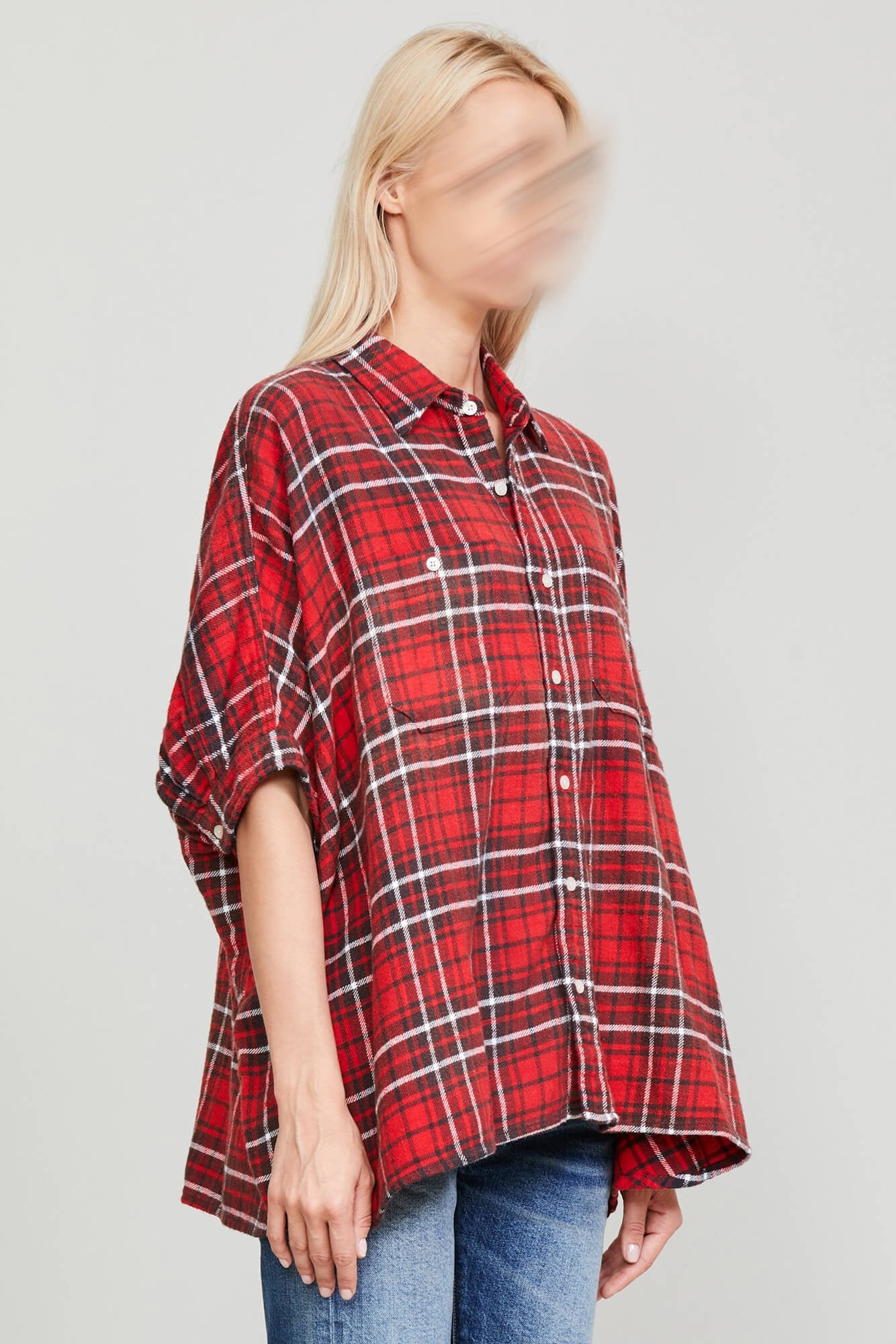 OVERSIZED BOXY SHIRT RED PLAID R13